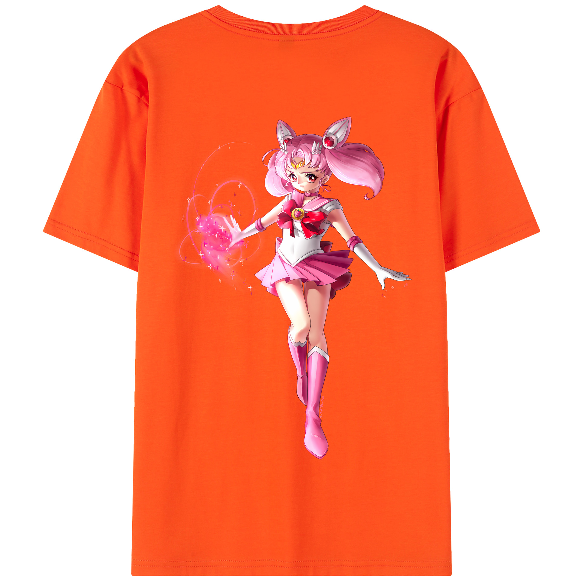 （画像用） 美少女戦士セーラームーン ちびうさ Sailor Moon Chibiusa Tsukino Usagi Small Lady Serenity 綿100％半袖Tシャツ（背面プリント）