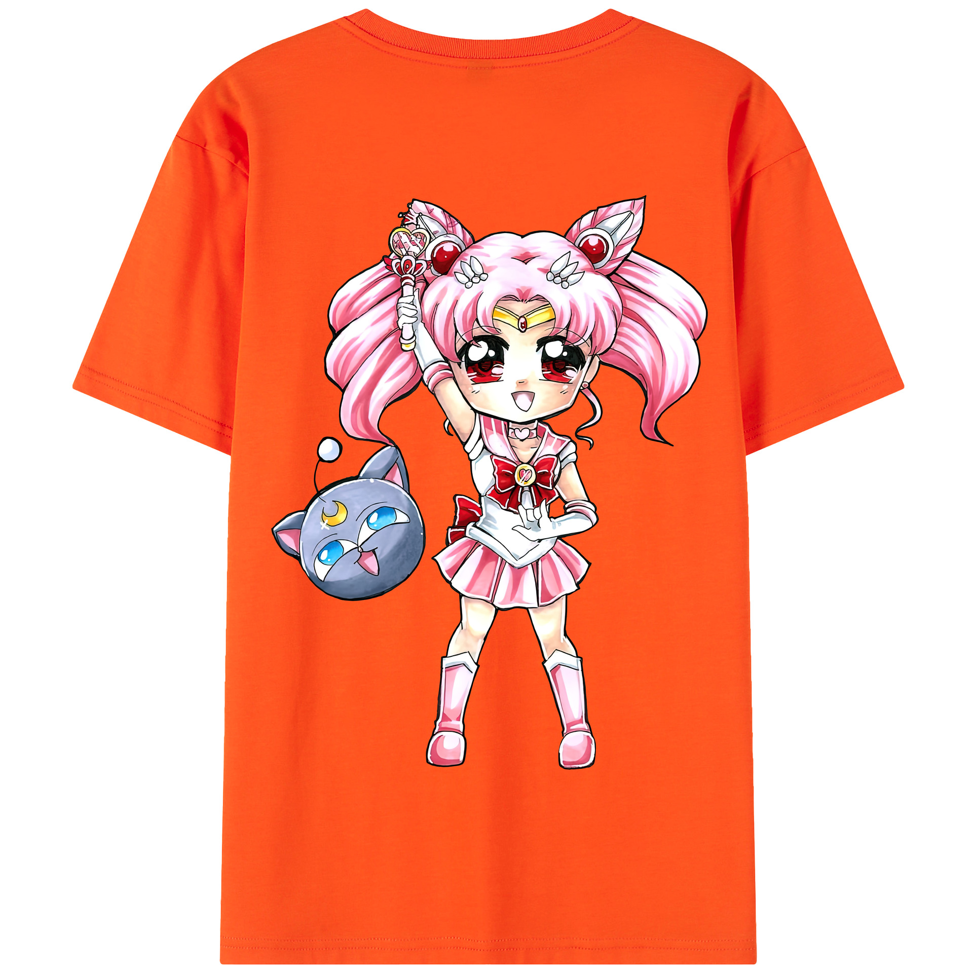 （画像用） 美少女戦士セーラームーン ちびうさ Sailor Moon Chibiusa Tsukino Usagi Small Lady Serenity 綿100％半袖Tシャツ（背面プリント）