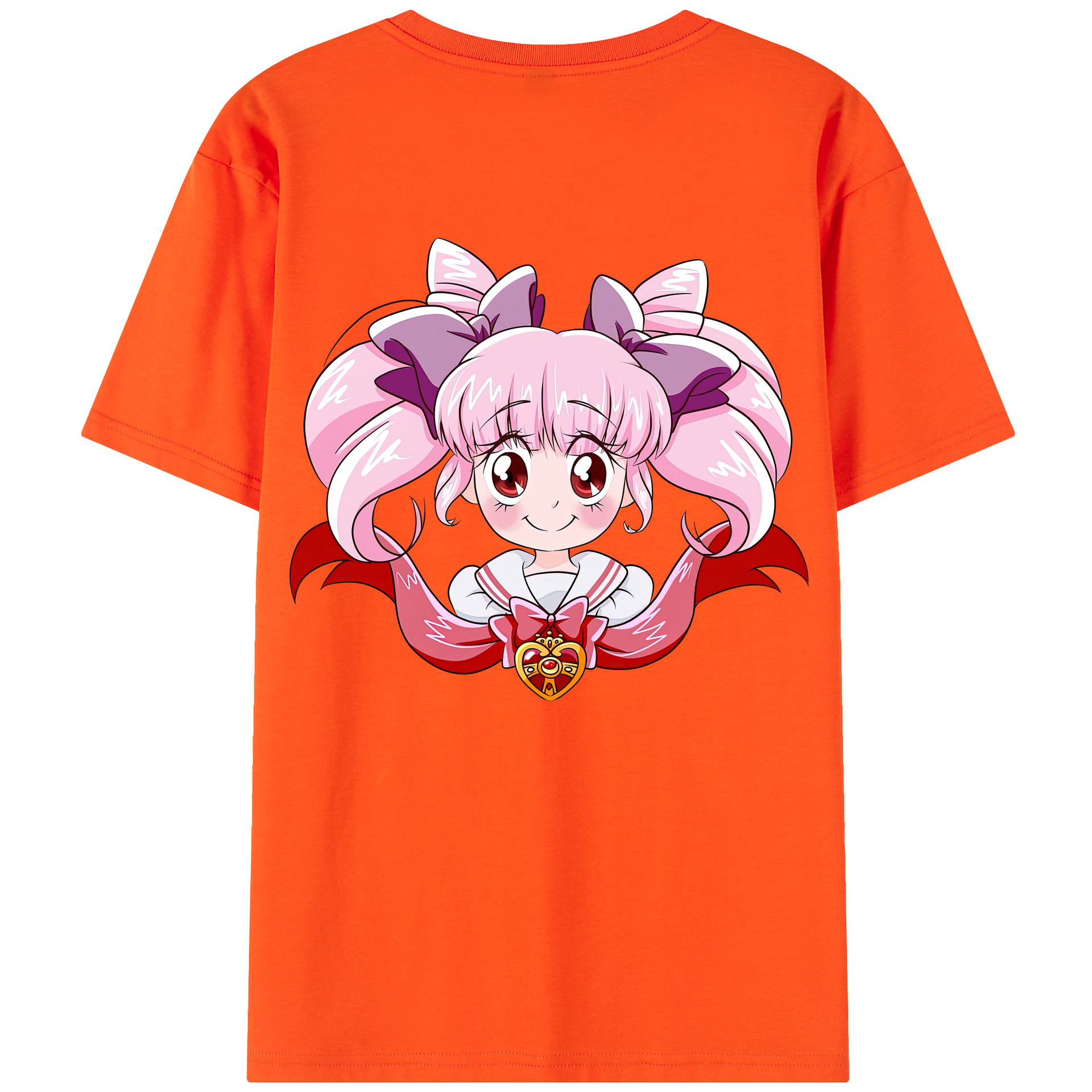 （画像用） 美少女戦士セーラームーン ちびうさ Sailor Moon Chibiusa Tsukino Usagi Small Lady Serenity 綿100％半袖Tシャツ（背面プリント）