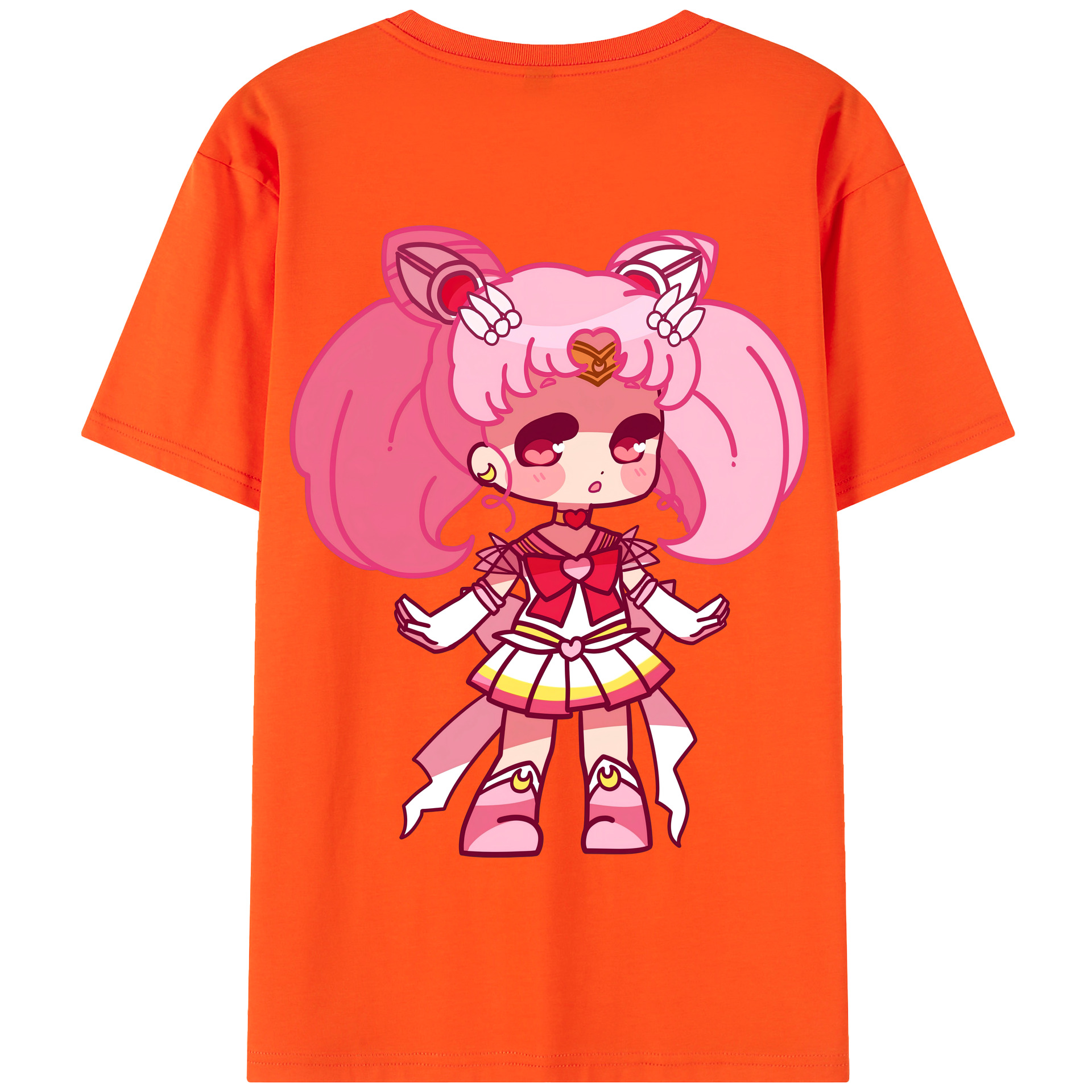 （画像用） 美少女戦士セーラームーン ちびうさ Sailor Moon Chibiusa Tsukino Usagi Small Lady Serenity 綿100％半袖Tシャツ（背面プリント）