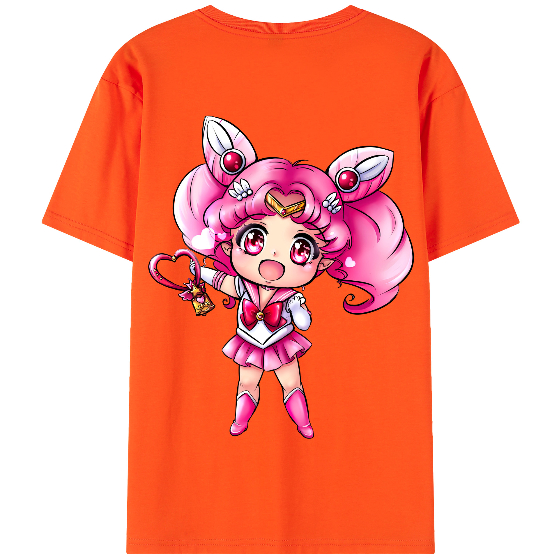 （画像用） 美少女戦士セーラームーン ちびうさ Sailor Moon Chibiusa Tsukino Usagi Small Lady Serenity 綿100％半袖Tシャツ（背面プリント）