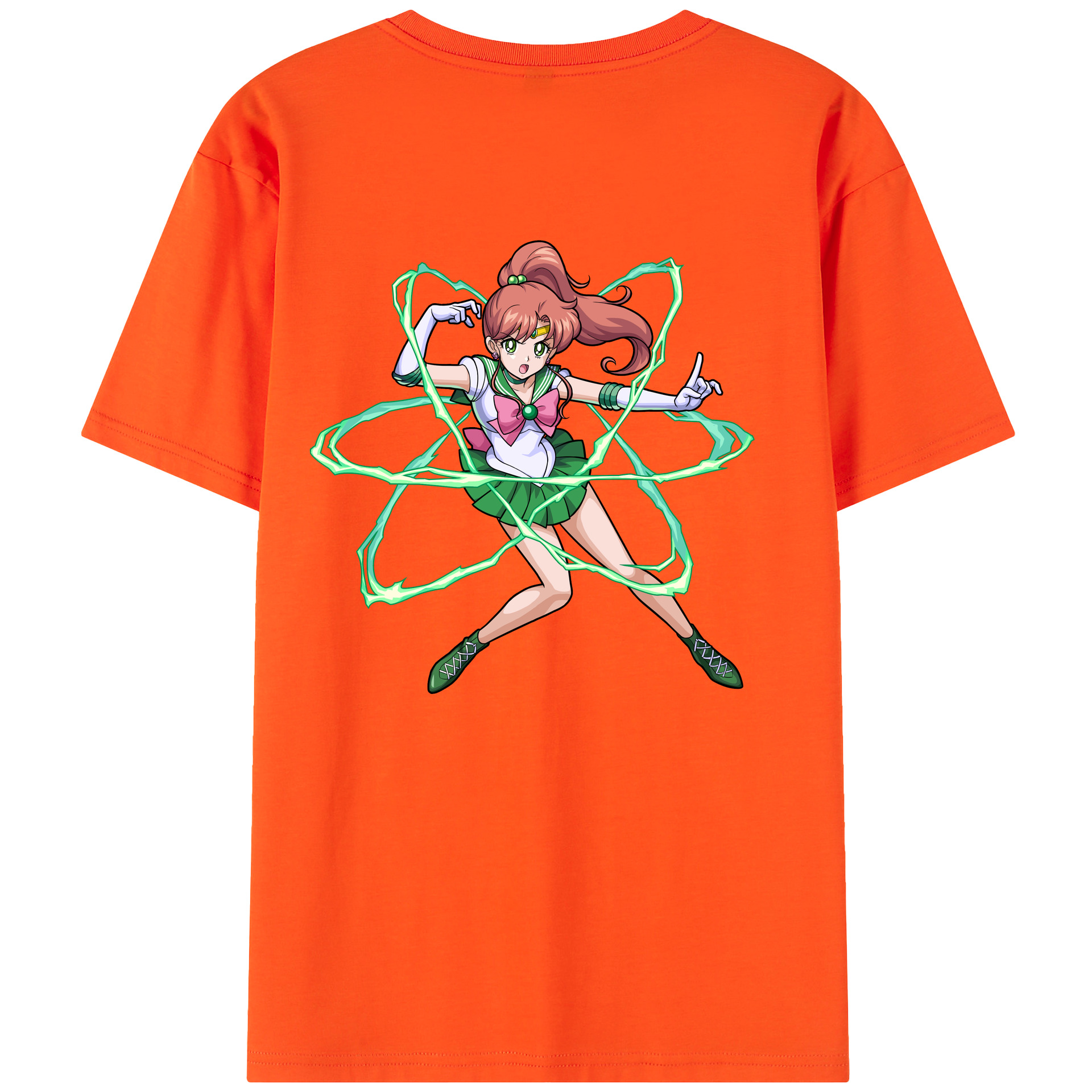 （画像用） 美少女戦士セーラームーン 木野 まこと きの まこと Sailor Moon Kino Makoto （セーラージュピター；Sailor Jupiter） 綿100％半袖Tシャツ（背面プリント）