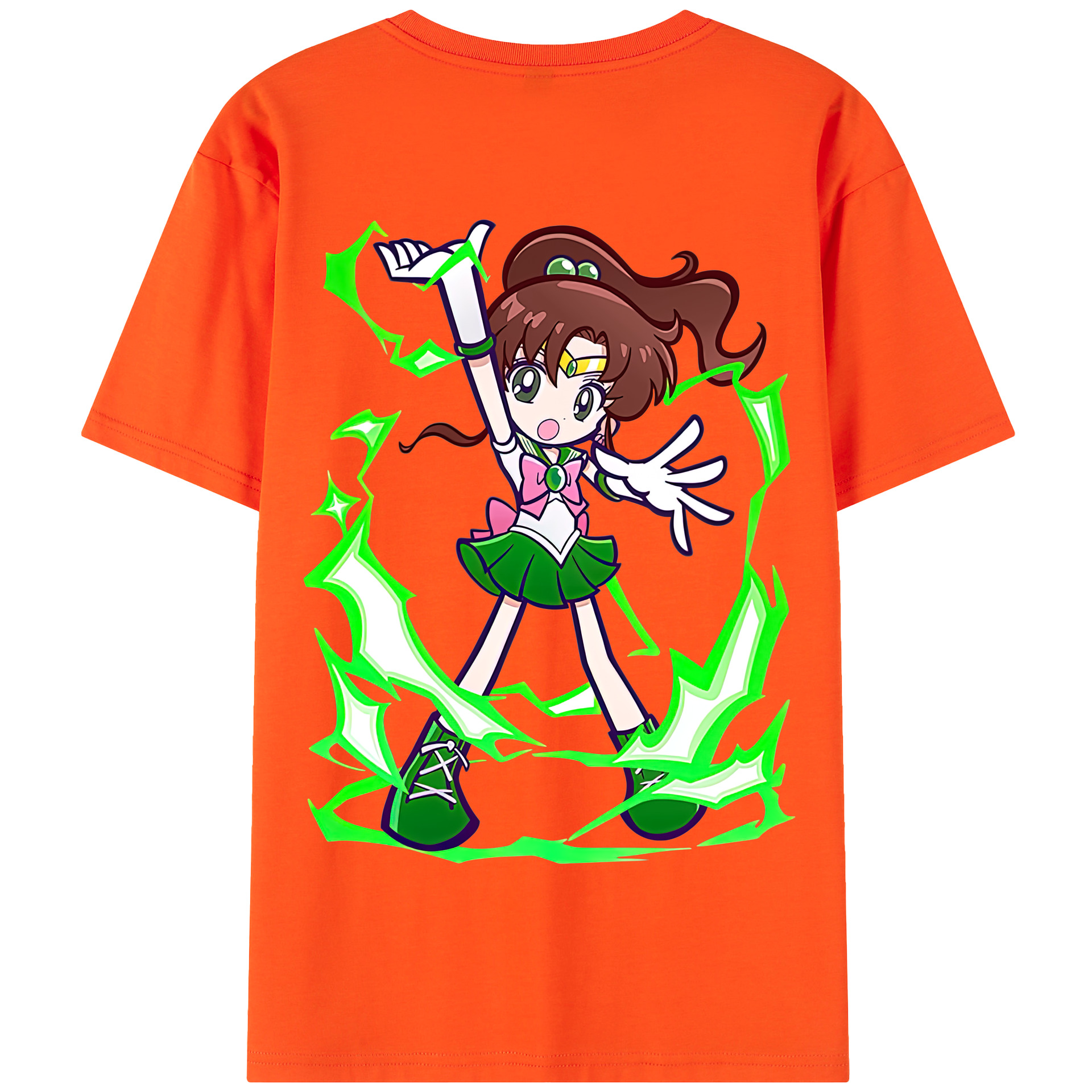 （画像用） 美少女戦士セーラームーン 木野 まこと きの まこと Sailor Moon Kino Makoto （セーラージュピター；Sailor Jupiter） 綿100％半袖Tシャツ（背面プリント）