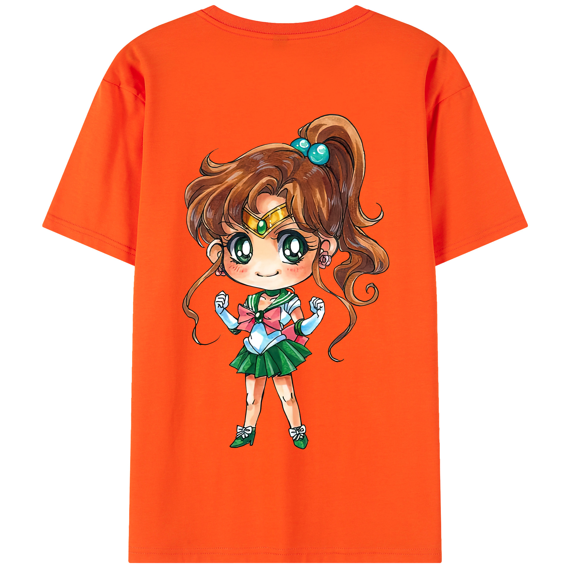 （画像用） 美少女戦士セーラームーン 木野 まこと きの まこと Sailor Moon Kino Makoto （セーラージュピター；Sailor Jupiter） 綿100％半袖Tシャツ（背面プリント）