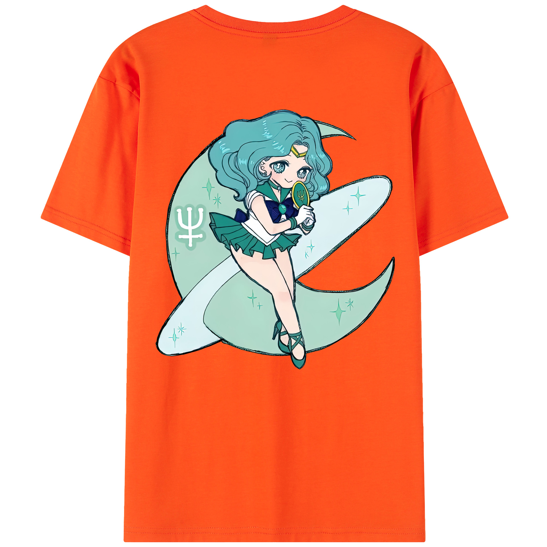 （画像用） 美少女戦士セーラームーン 海王 みちる（かいおう みちる） Sailor Moon Kaiou Michiru 綿100％半袖Tシャツ（背面プリント）