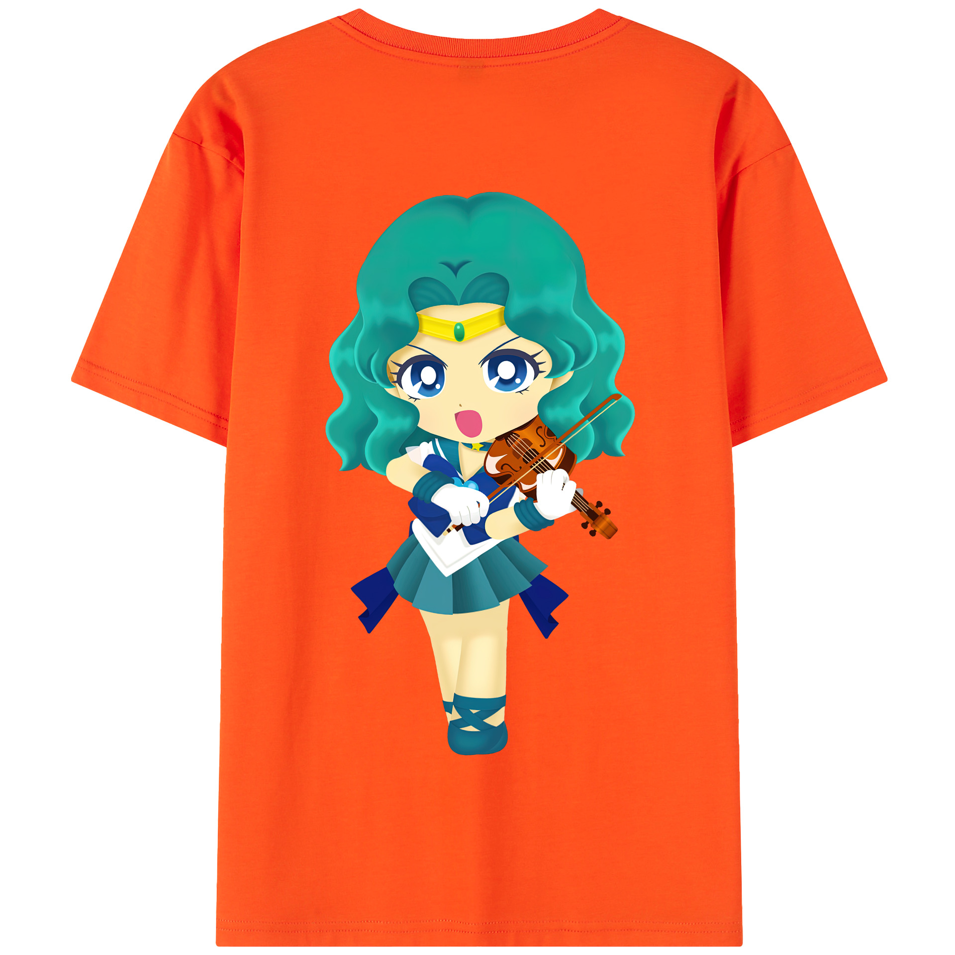 （画像用） 美少女戦士セーラームーン 海王 みちる（かいおう みちる） Sailor Moon Kaiou Michiru 綿100％半袖Tシャツ（背面プリント）