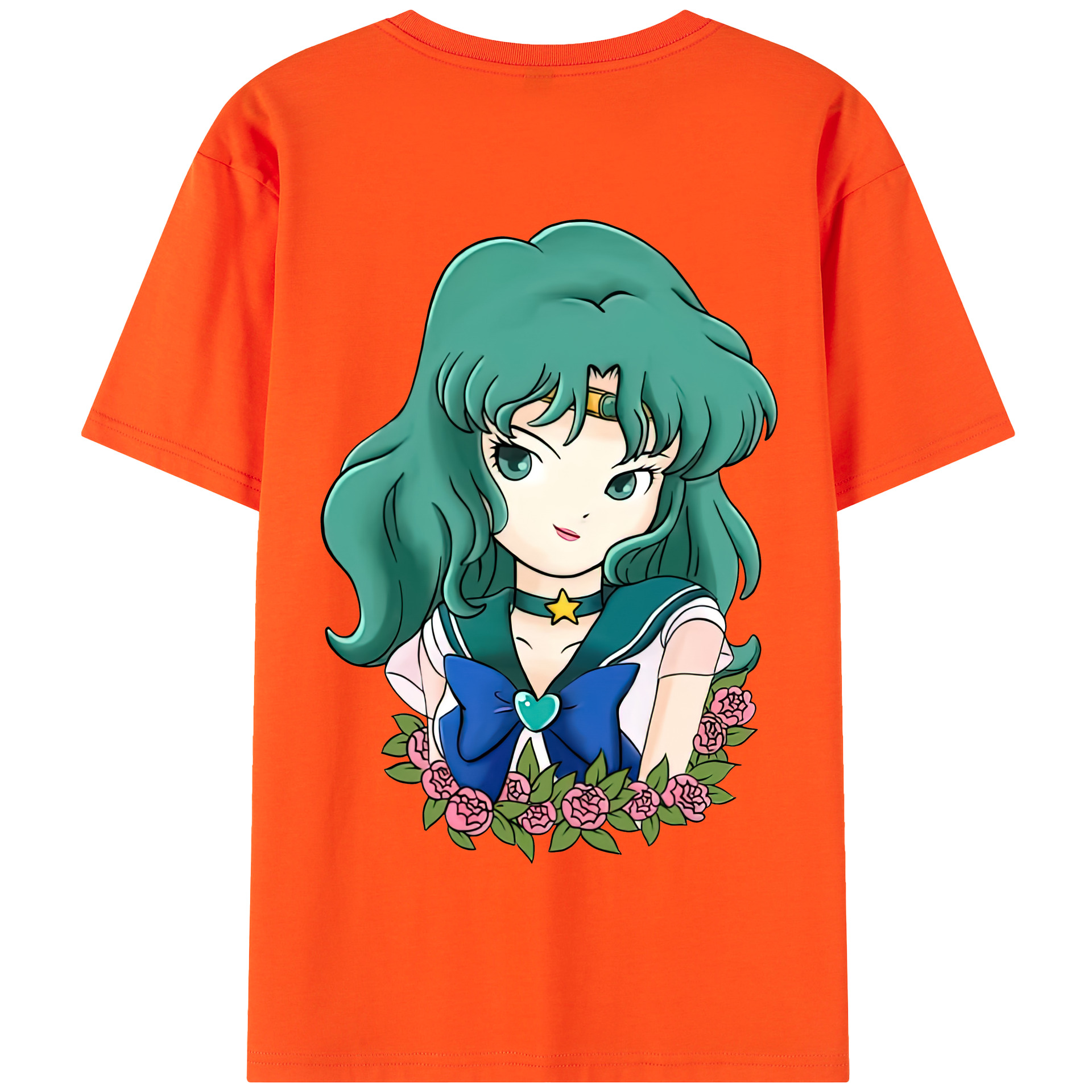 （画像用） 美少女戦士セーラームーン 海王 みちる（かいおう みちる） Sailor Moon Kaiou Michiru 綿100％半袖Tシャツ（背面プリント）