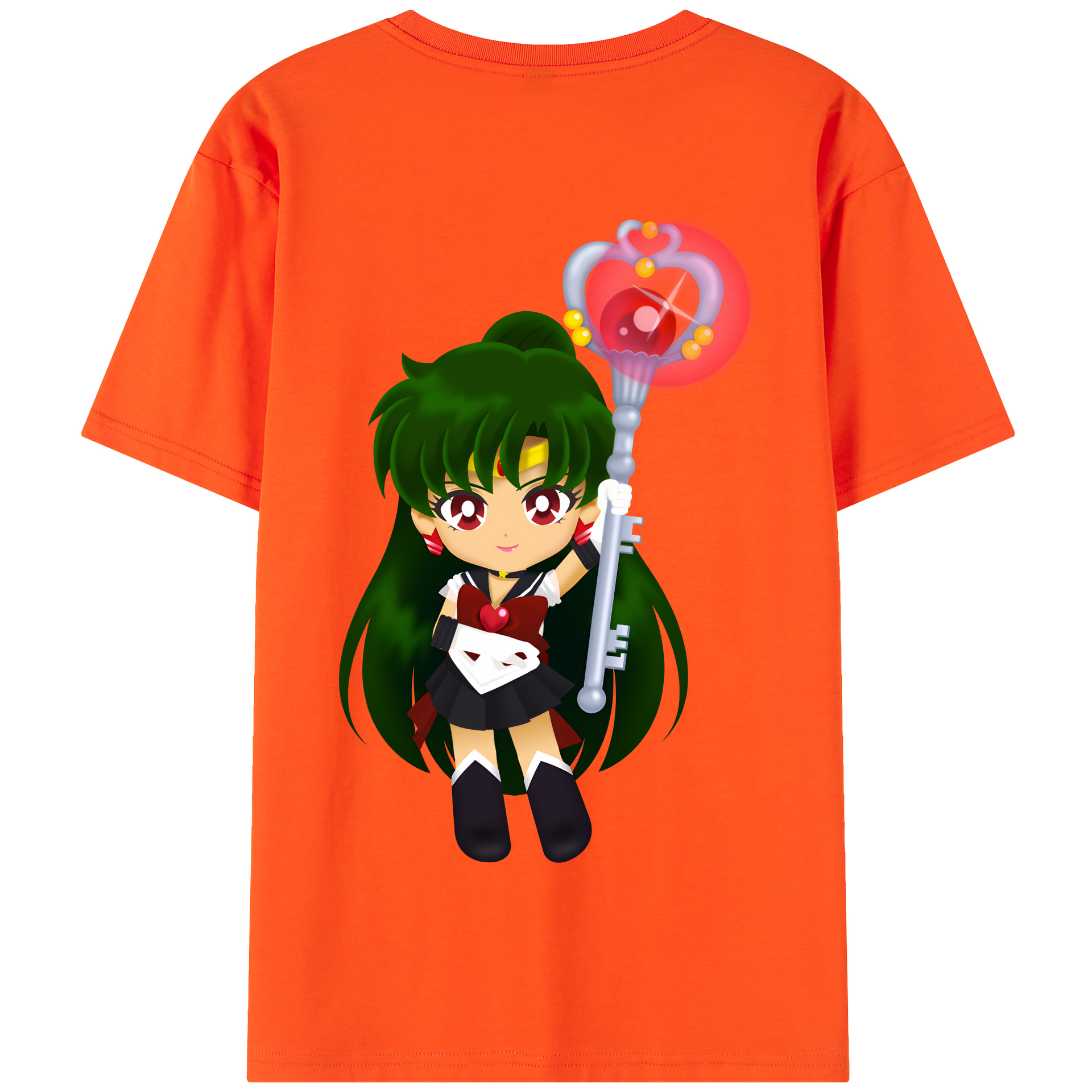 （画像用） 美少女戦士セーラームーン 冥王せつな Sailor Moon Meiou Setsuna 綿100％半袖Tシャツ（背面プリント）