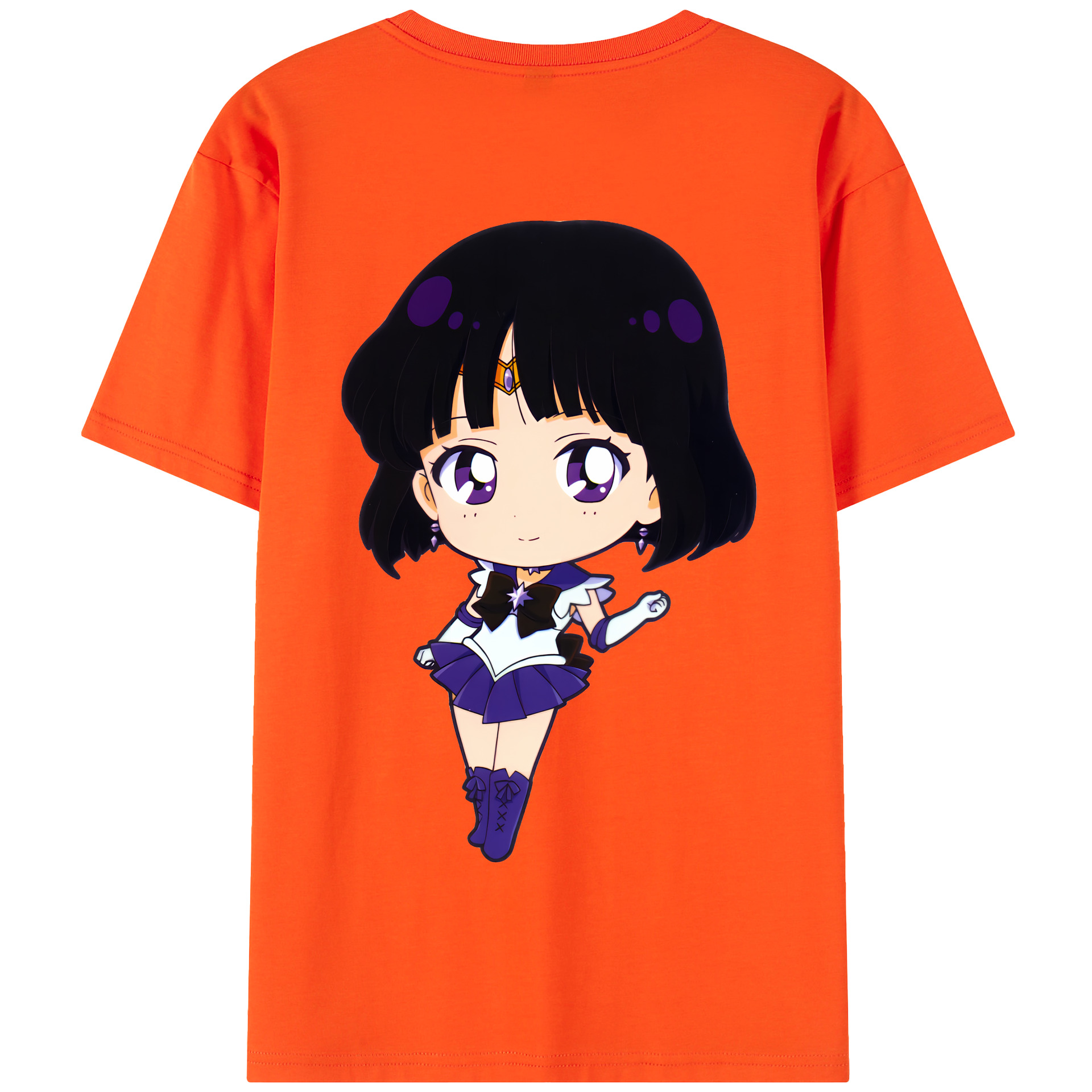 （画像用） 美少女戦士セーラームーン 土萠ほたる Sailor Moon Tomoe Hotaru （セーラーサターン；Sailor Saturn） 綿100％半袖Tシャツ（背面プリント）