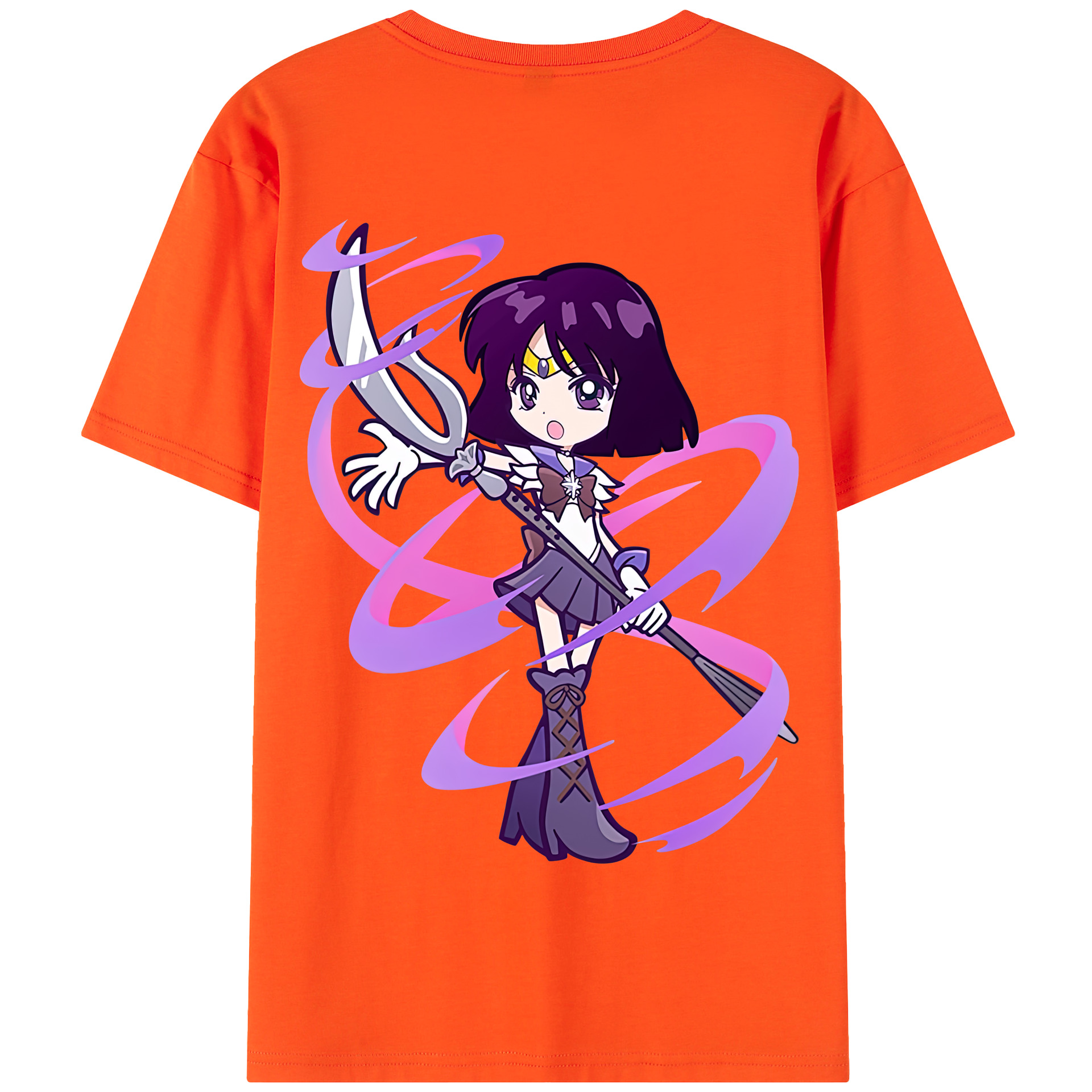 （画像用） 美少女戦士セーラームーン 土萠ほたる Sailor Moon Tomoe Hotaru （セーラーサターン；Sailor Saturn） 綿100％半袖Tシャツ（背面プリント）