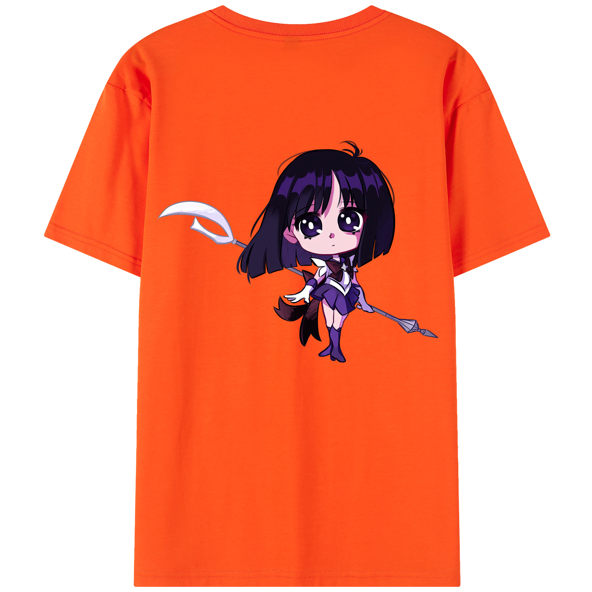 （画像用） 美少女戦士セーラームーン 土萠ほたる Sailor Moon Tomoe Hotaru （セーラーサターン；Sailor Saturn） 綿100％半袖Tシャツ（背面プリント）