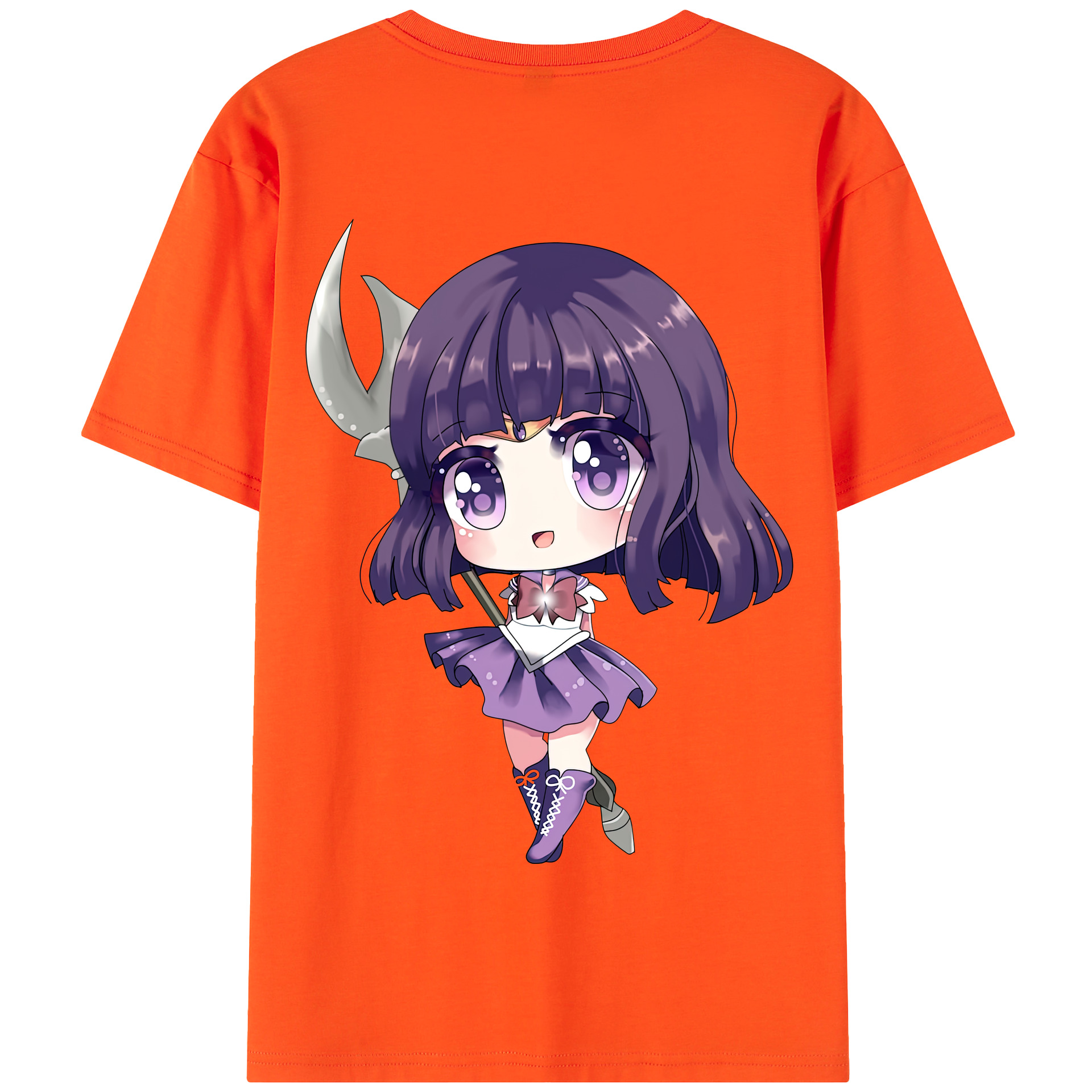 （画像用） 美少女戦士セーラームーン 土萠ほたる Sailor Moon Tomoe Hotaru （セーラーサターン；Sailor Saturn） 綿100％半袖Tシャツ（背面プリント）
