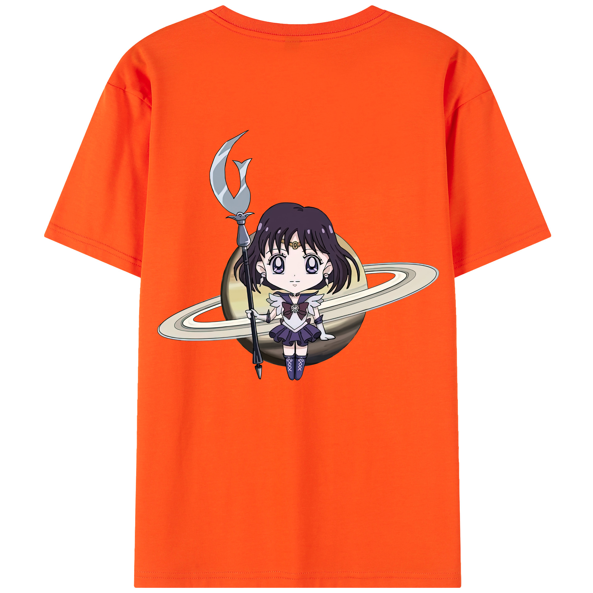 （画像用） 美少女戦士セーラームーン 土萠ほたる Sailor Moon Tomoe Hotaru （セーラーサターン；Sailor Saturn） 綿100％半袖Tシャツ（背面プリント）