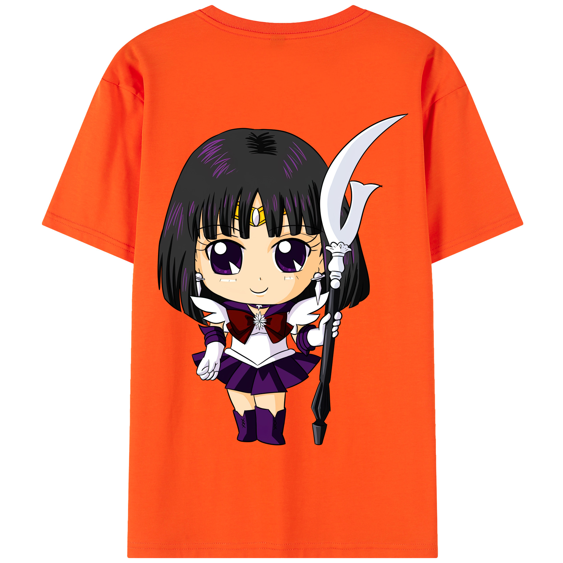 （画像用） 美少女戦士セーラームーン 土萠ほたる Sailor Moon Tomoe Hotaru （セーラーサターン；Sailor Saturn） 綿100％半袖Tシャツ（背面プリント）