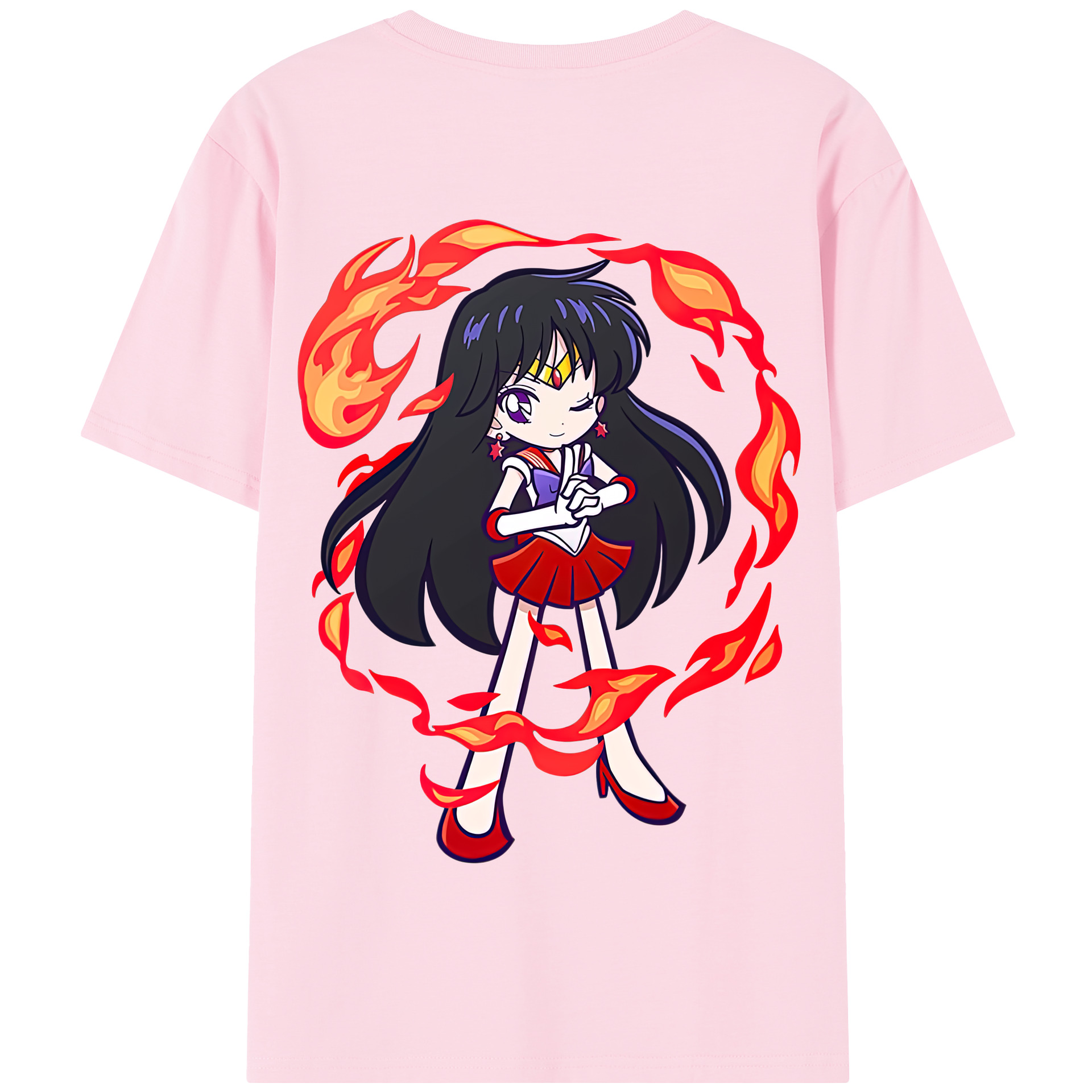 （画像用） 美少女戦士セーラームーン 火野レイ ひの レイ Sailor Moon Hino Rei （セーラーマーズ,Sailor Mars） 綿100％半袖Tシャツ（背面プリント）