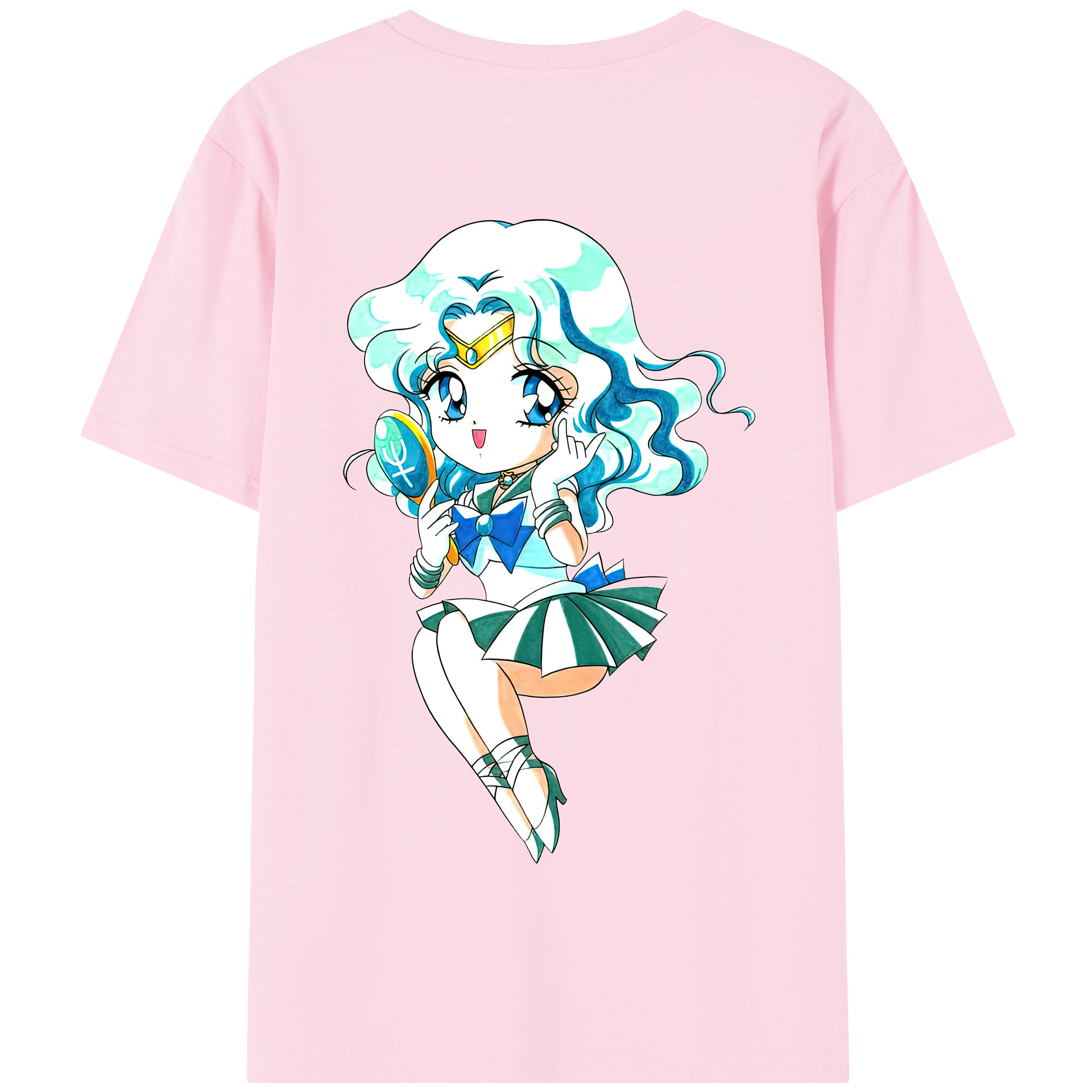 （画像用） 美少女戦士セーラームーン 海王 みちる（かいおう みちる） Sailor Moon Kaiou Michiru 綿100％半袖Tシャツ（背面プリント）