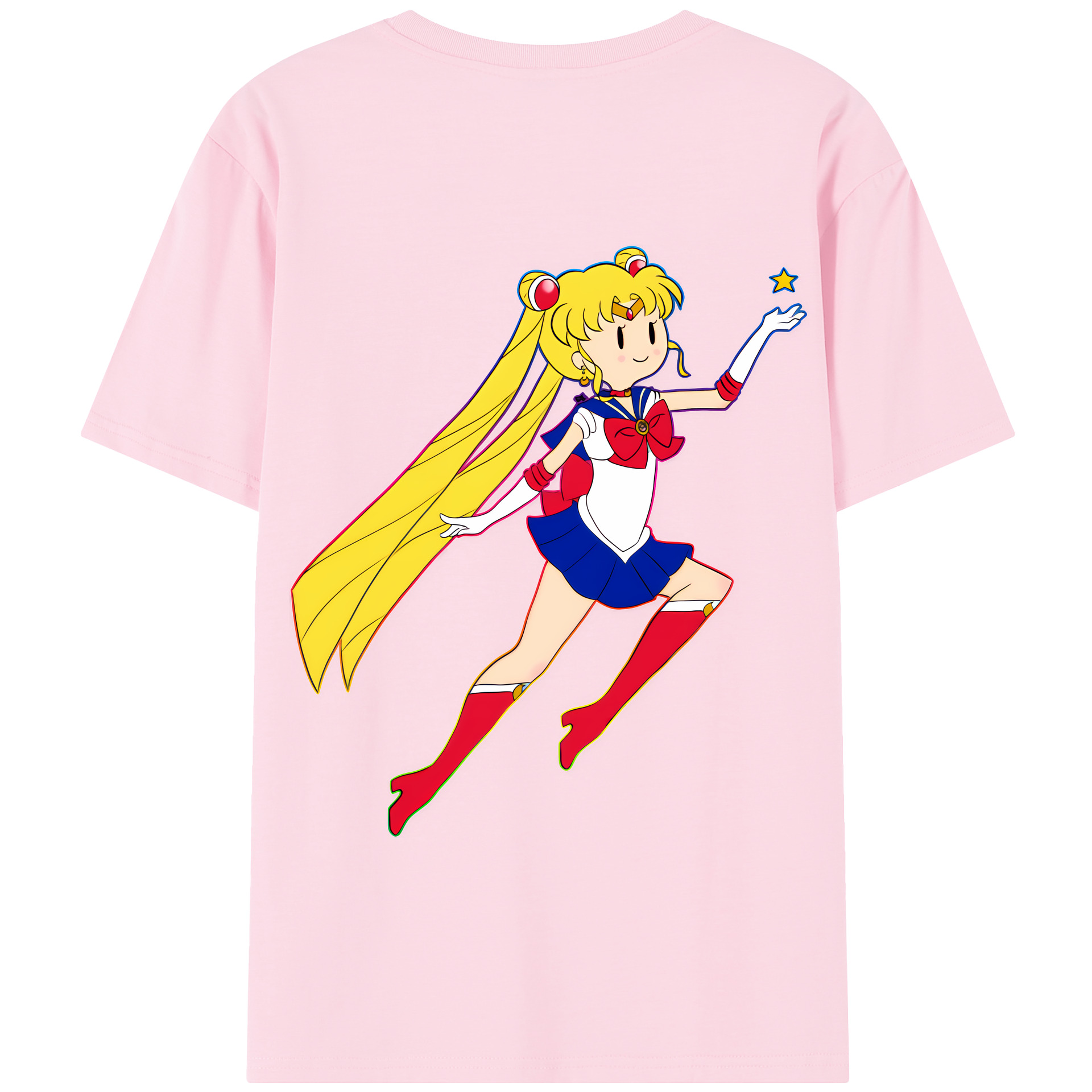 （画像用） 美少女戦士セーラームーン 月野 うさぎ つきの うさぎ Sailor Moon Tsukino Usagi 綿100％半袖Tシャツ（背面プリント）