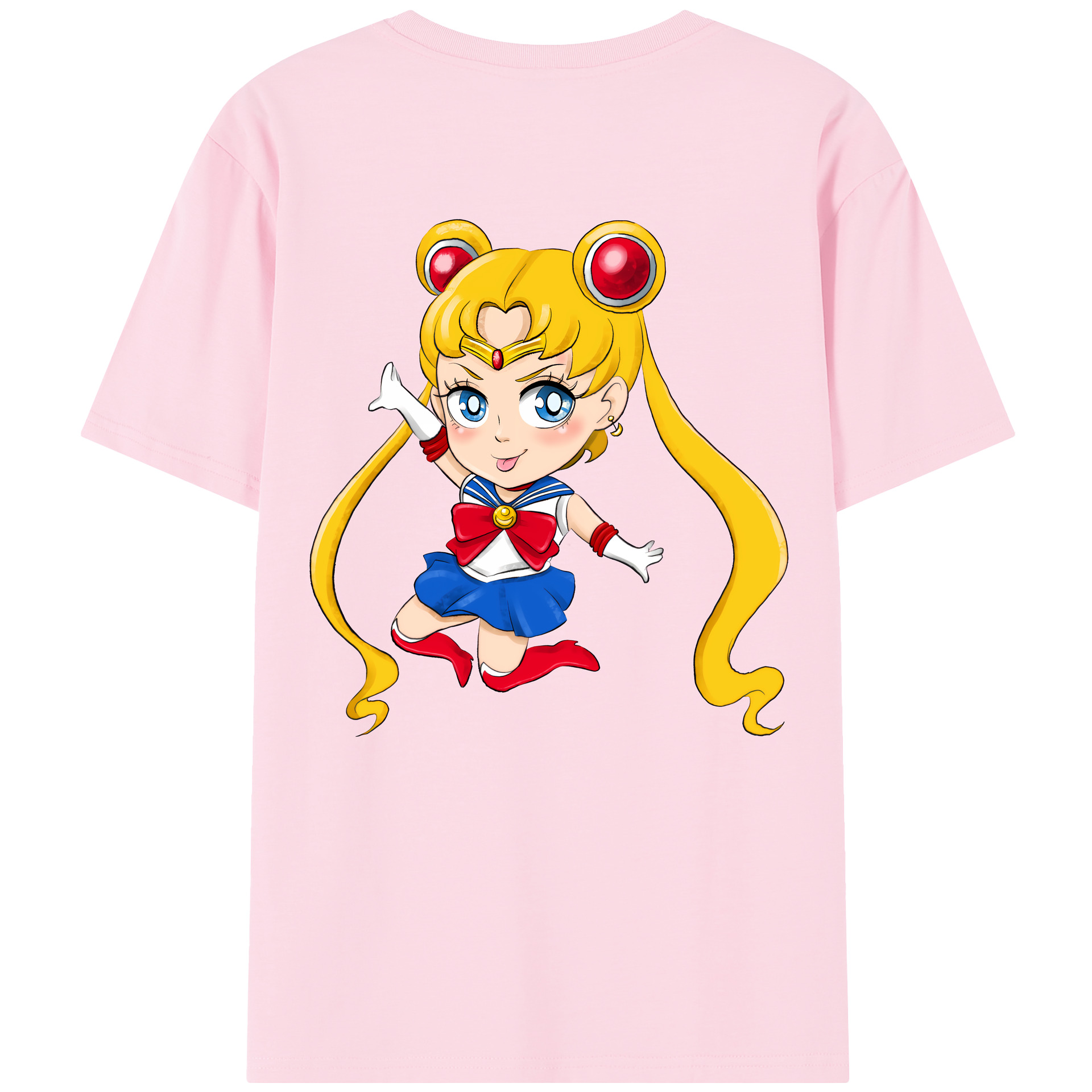 （画像用） 美少女戦士セーラームーン 月野 うさぎ つきの うさぎ Sailor Moon Tsukino Usagi 綿100％半袖Tシャツ（背面プリント）