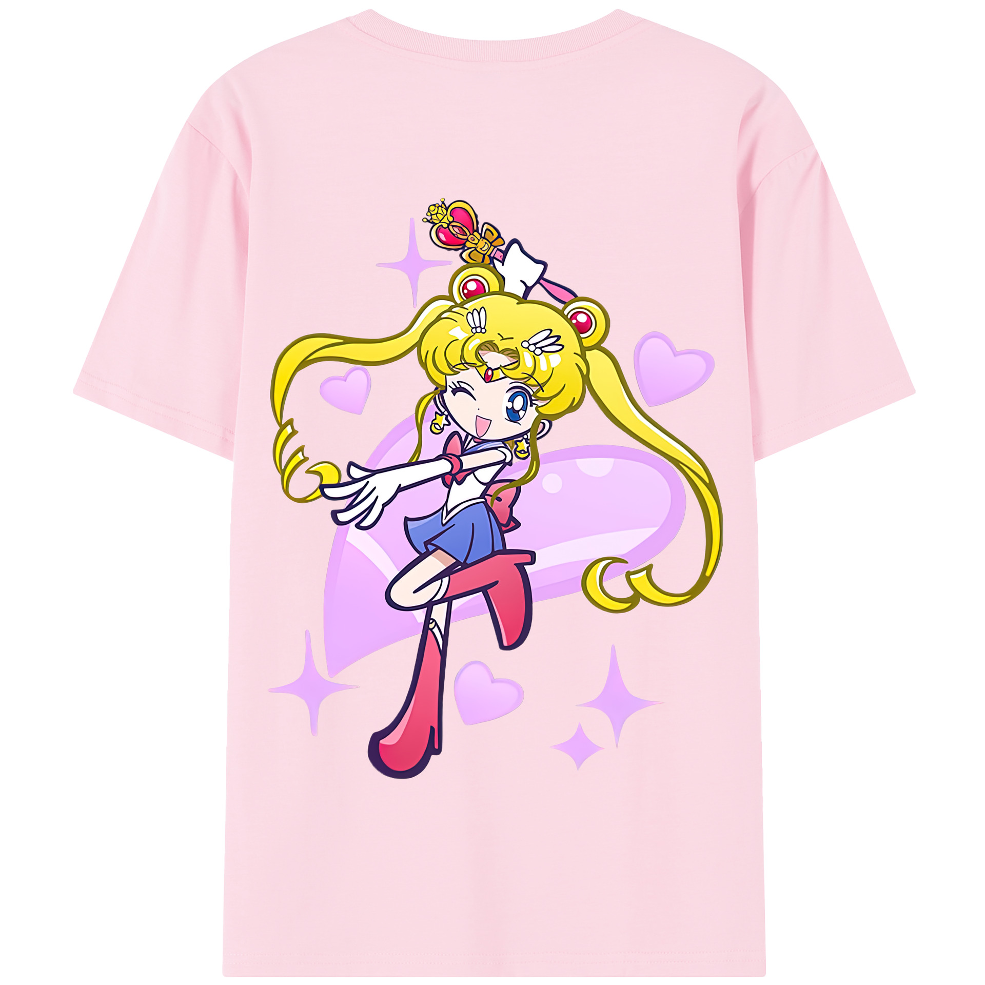 （画像用） 美少女戦士セーラームーン 月野 うさぎ つきの うさぎ Sailor Moon Tsukino Usagi 綿100％半袖Tシャツ（背面プリント）