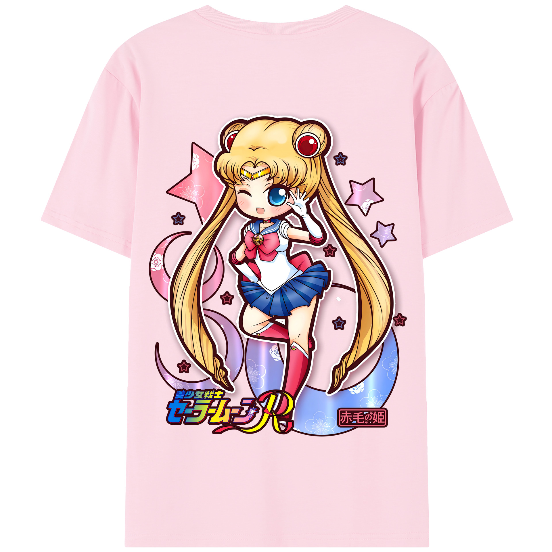 （画像用） 美少女戦士セーラームーン 月野 うさぎ つきの うさぎ Sailor Moon Tsukino Usagi 綿100％半袖Tシャツ（背面プリント）