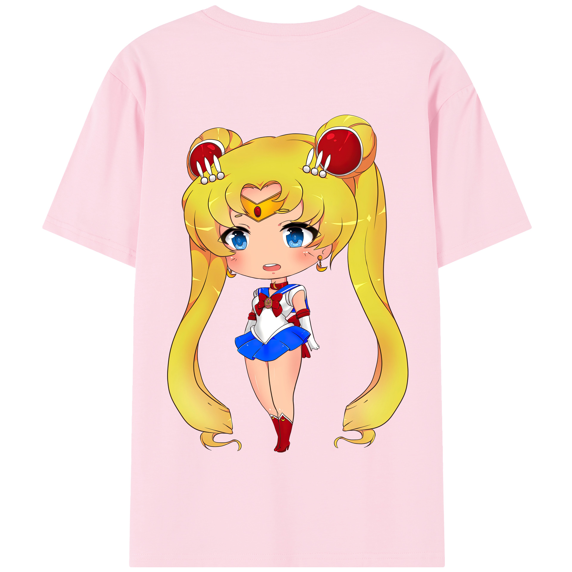 （画像用） 美少女戦士セーラームーン 月野 うさぎ つきの うさぎ Sailor Moon Tsukino Usagi 綿100％半袖Tシャツ（背面プリント）