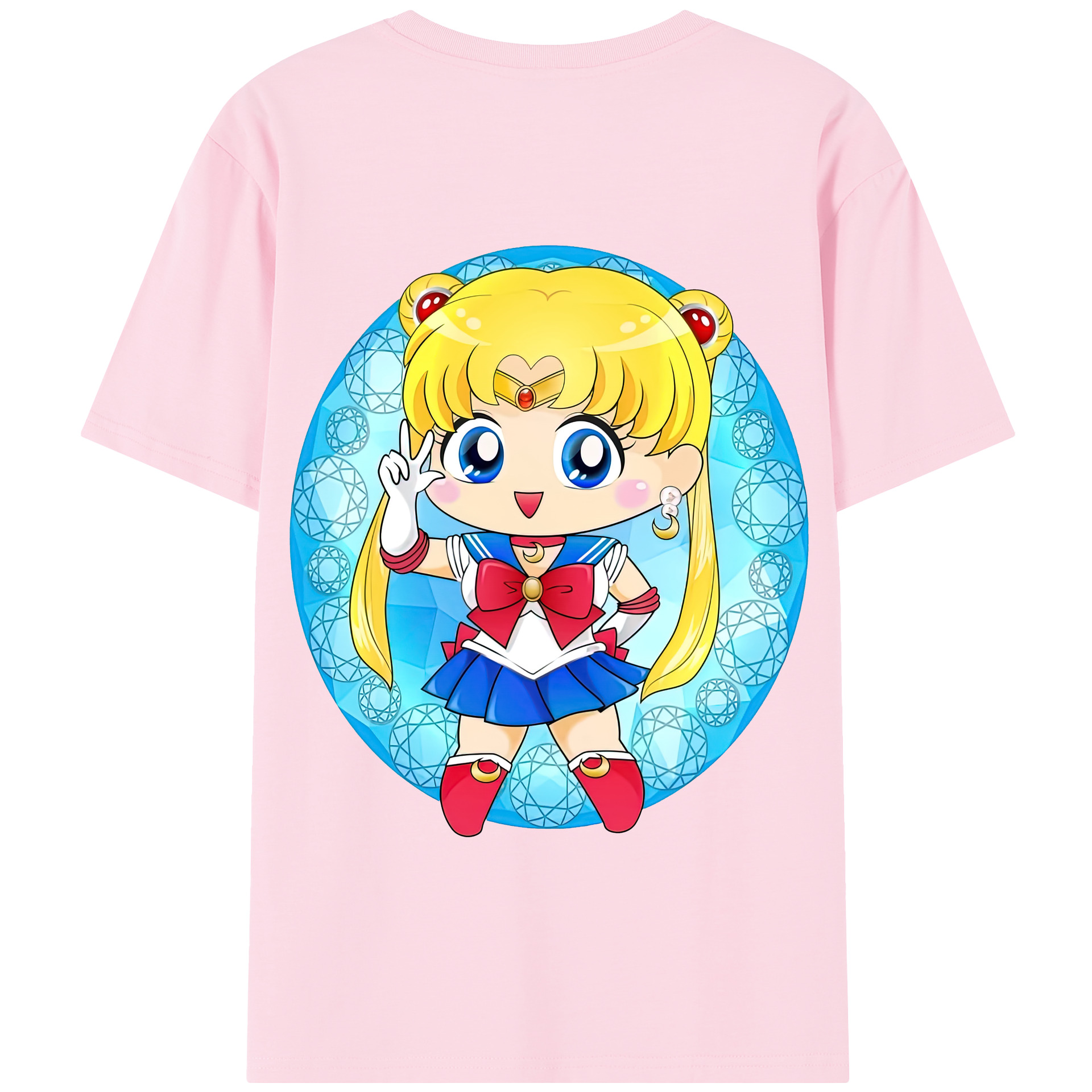 （画像用） 美少女戦士セーラームーン 月野 うさぎ つきの うさぎ Sailor Moon Tsukino Usagi 綿100％半袖Tシャツ（背面プリント）