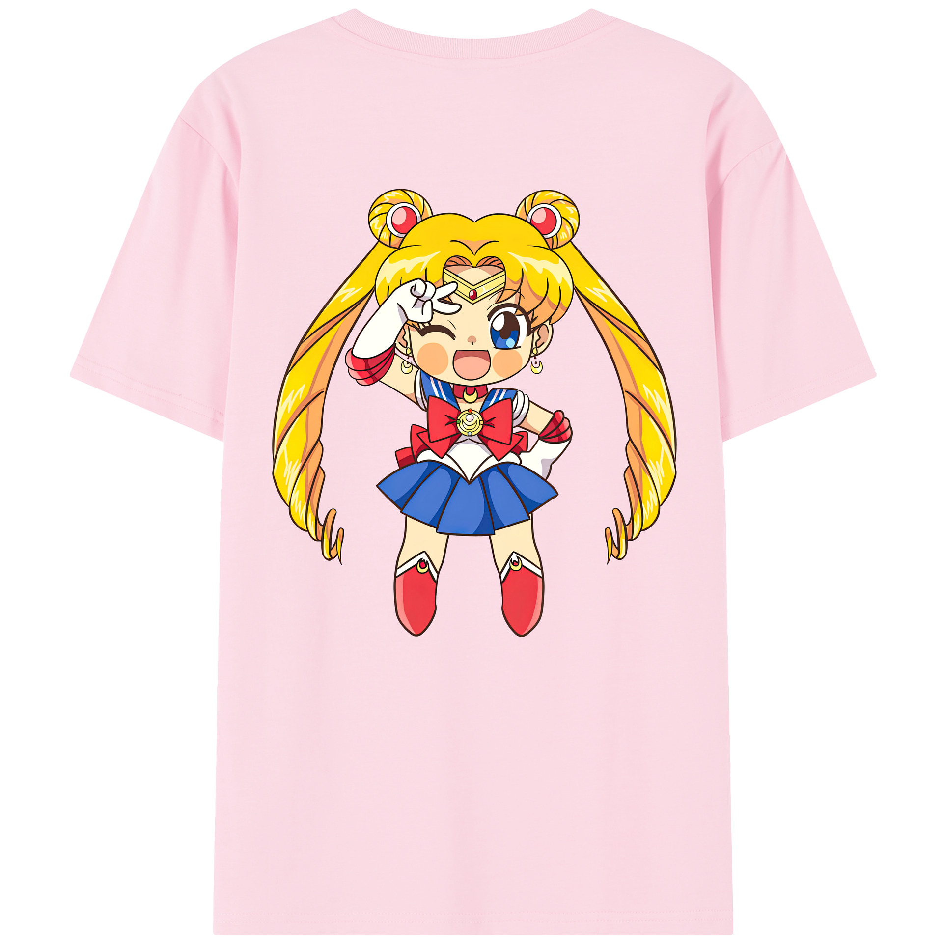 （画像用） 美少女戦士セーラームーン 月野 うさぎ つきの うさぎ Sailor Moon Tsukino Usagi 綿100％半袖Tシャツ（背面プリント）