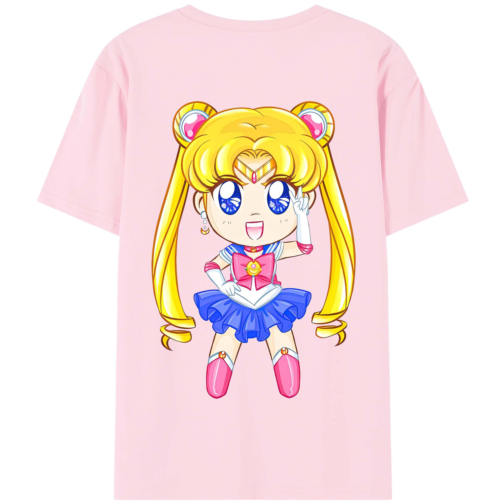 （画像用） 美少女戦士セーラームーン 月野 うさぎ つきの うさぎ Sailor Moon Tsukino Usagi 綿100％半袖Tシャツ（背面プリント）