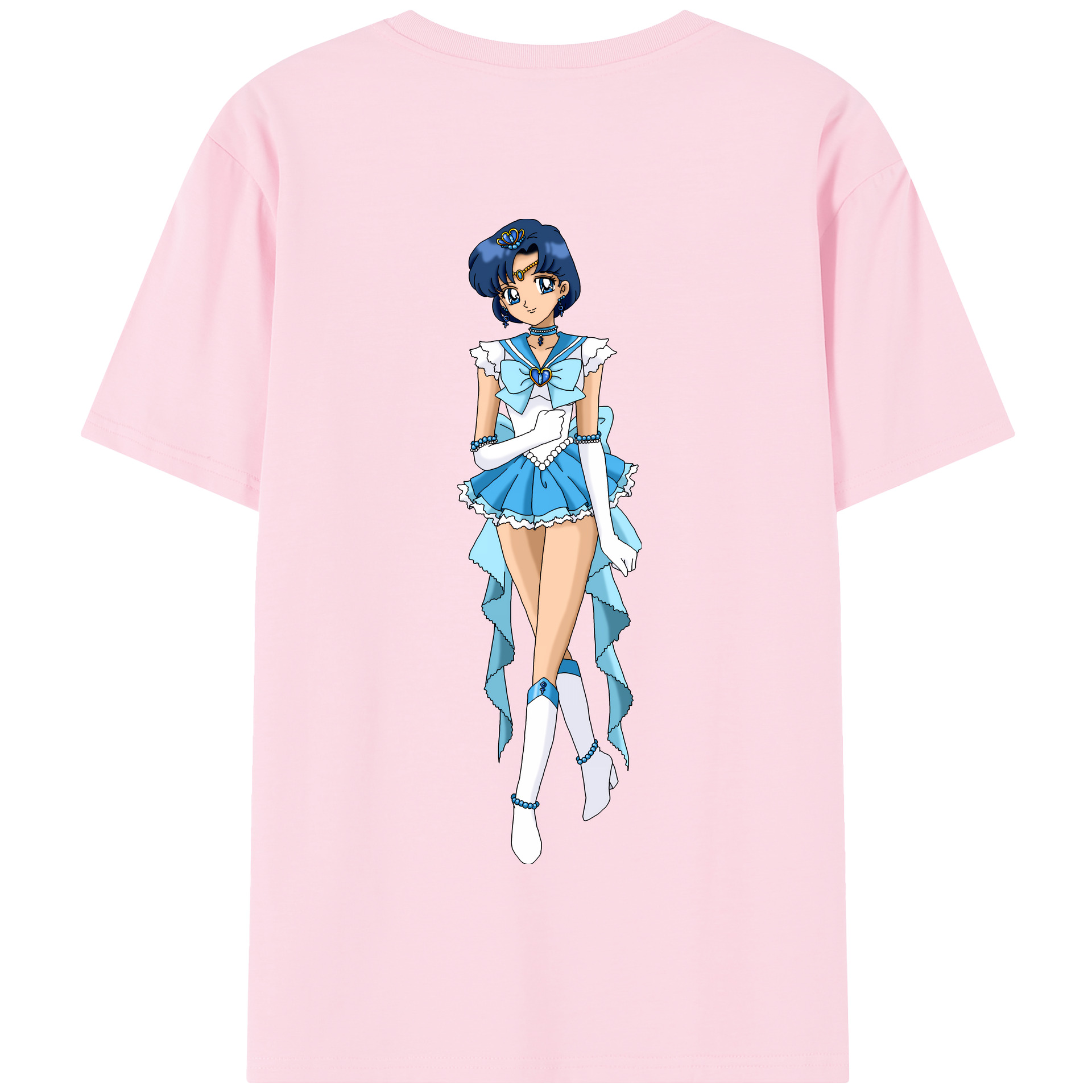 （画像用） 美少女戦士セーラームーン 水野 亜美 みずの あみ Sailor Moon Mizuno Ami 綿100％半袖Tシャツ（背面プリント）