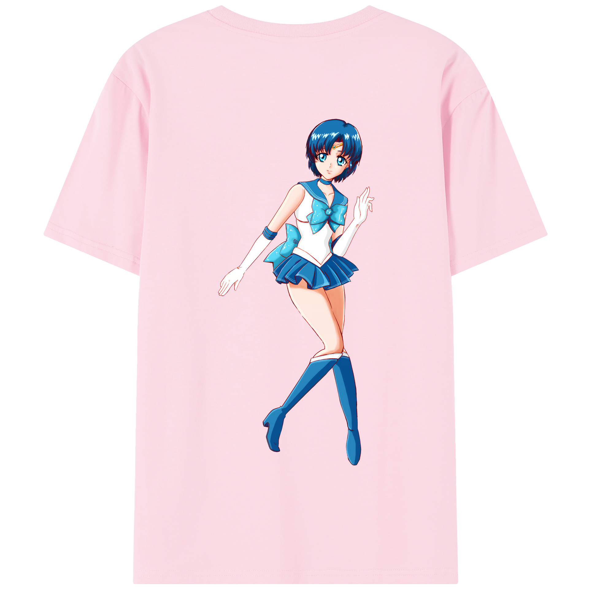 （画像用） 美少女戦士セーラームーン 水野 亜美 みずの あみ Sailor Moon Mizuno Ami 綿100％半袖Tシャツ（背面プリント）
