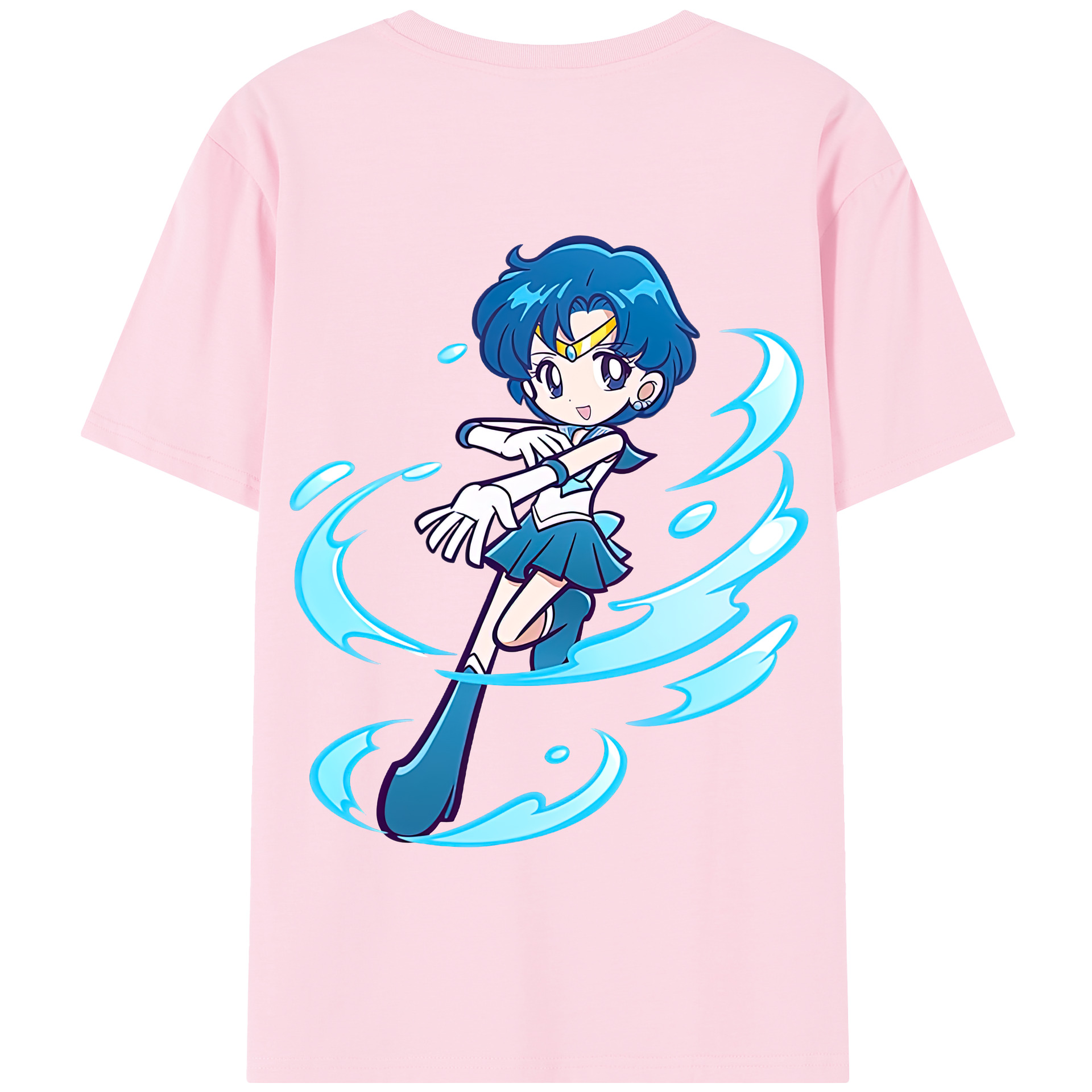 （画像用） 美少女戦士セーラームーン 水野 亜美 みずの あみ Sailor Moon Mizuno Ami 綿100％半袖Tシャツ（背面プリント）