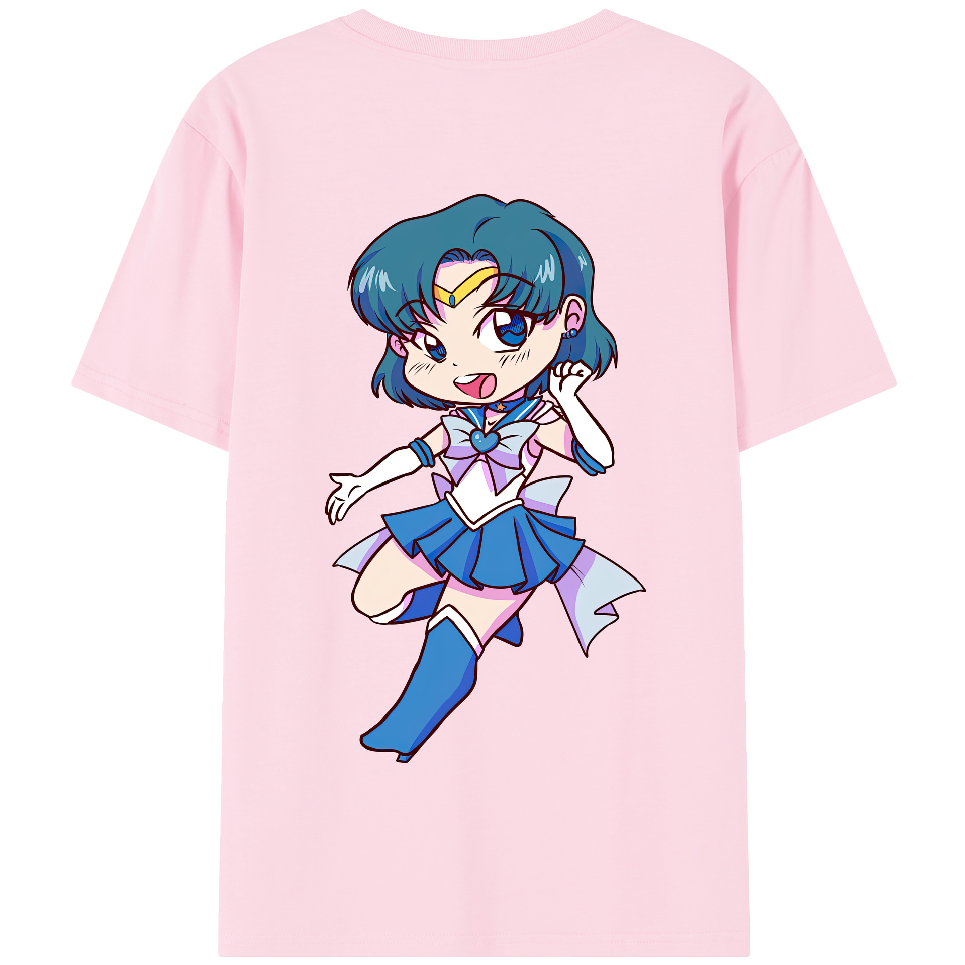 （画像用） 美少女戦士セーラームーン 水野 亜美 みずの あみ Sailor Moon Mizuno Ami 綿100％半袖Tシャツ（背面プリント）