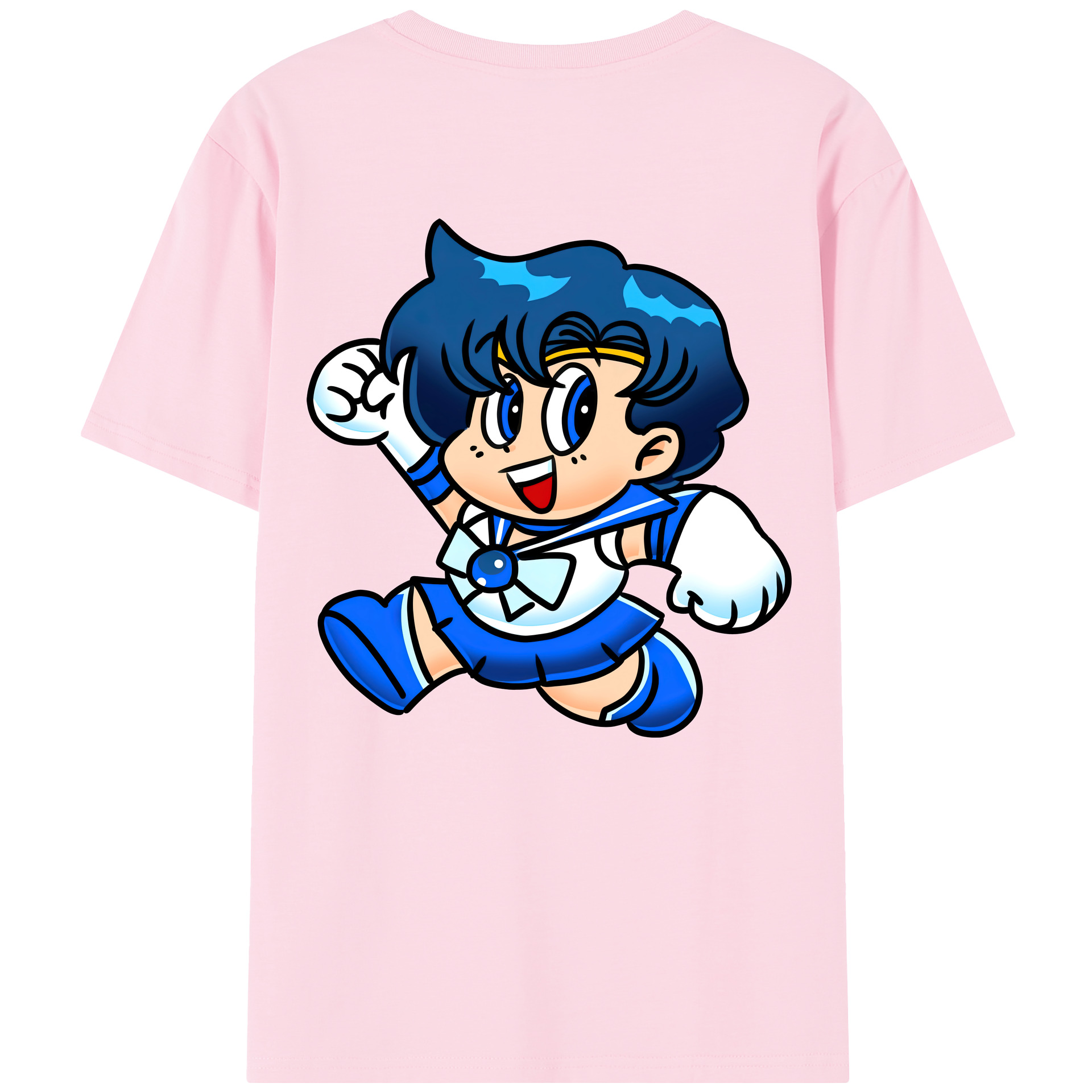 （画像用） 美少女戦士セーラームーン 水野 亜美 みずの あみ Sailor Moon Mizuno Ami 綿100％半袖Tシャツ（背面プリント）
