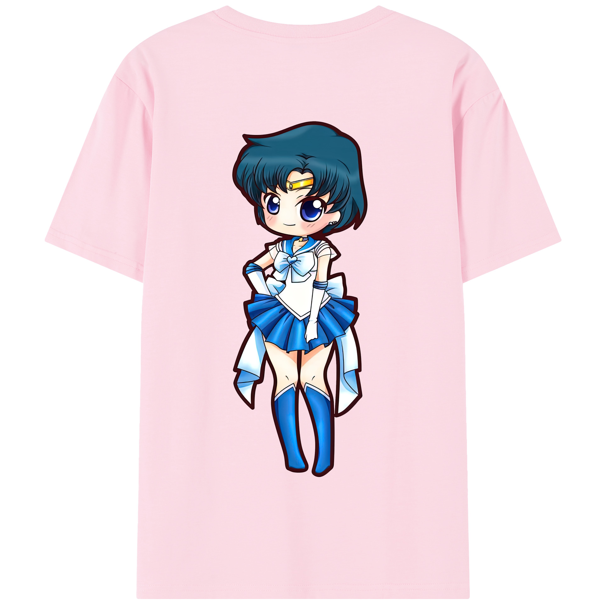 （画像用） 美少女戦士セーラームーン 水野 亜美 みずの あみ Sailor Moon Mizuno Ami 綿100％半袖Tシャツ（背面プリント）
