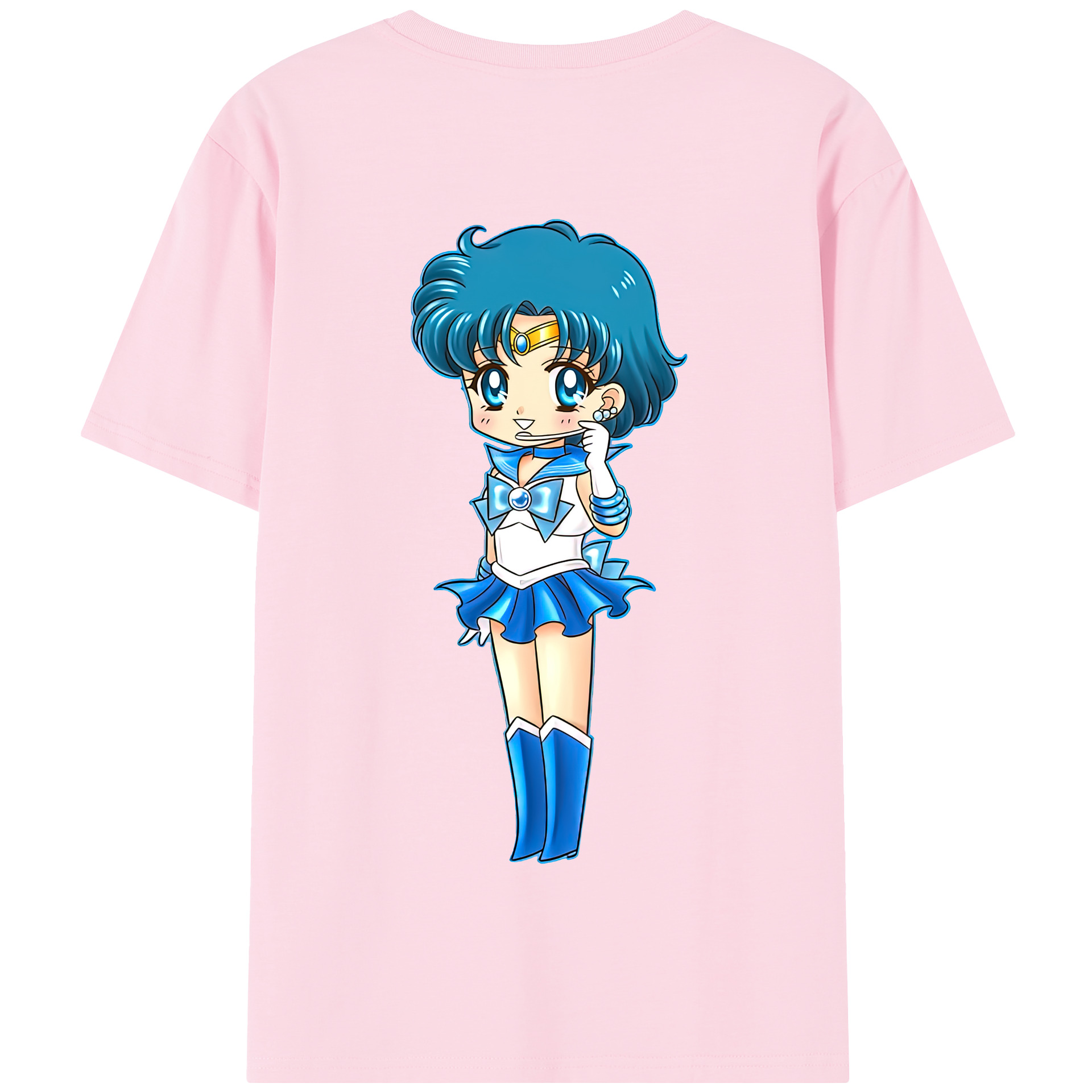 （画像用） 美少女戦士セーラームーン 水野 亜美 みずの あみ Sailor Moon Mizuno Ami 綿100％半袖Tシャツ（背面プリント）
