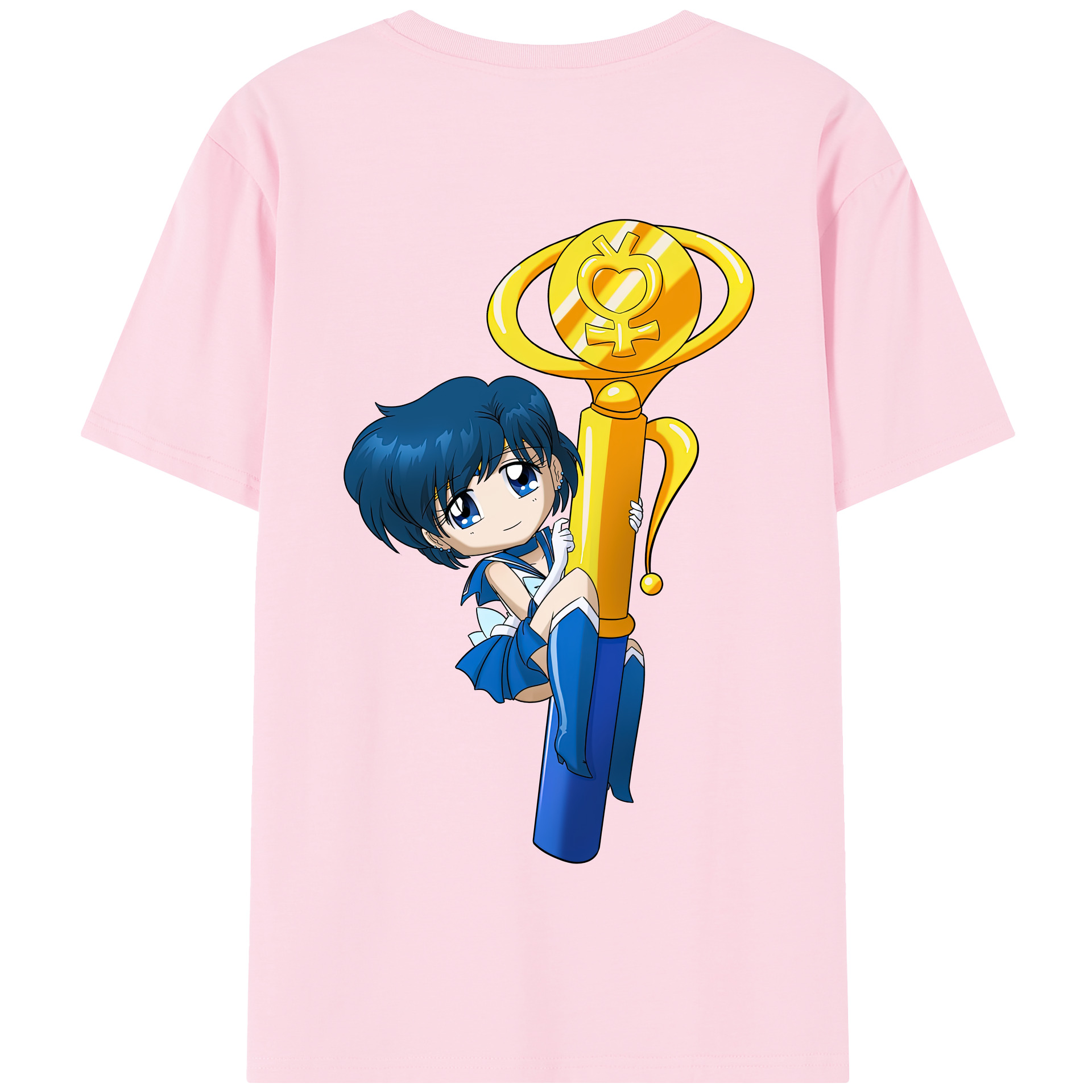 （画像用） 美少女戦士セーラームーン 水野 亜美 みずの あみ Sailor Moon Mizuno Ami 綿100％半袖Tシャツ（背面プリント）