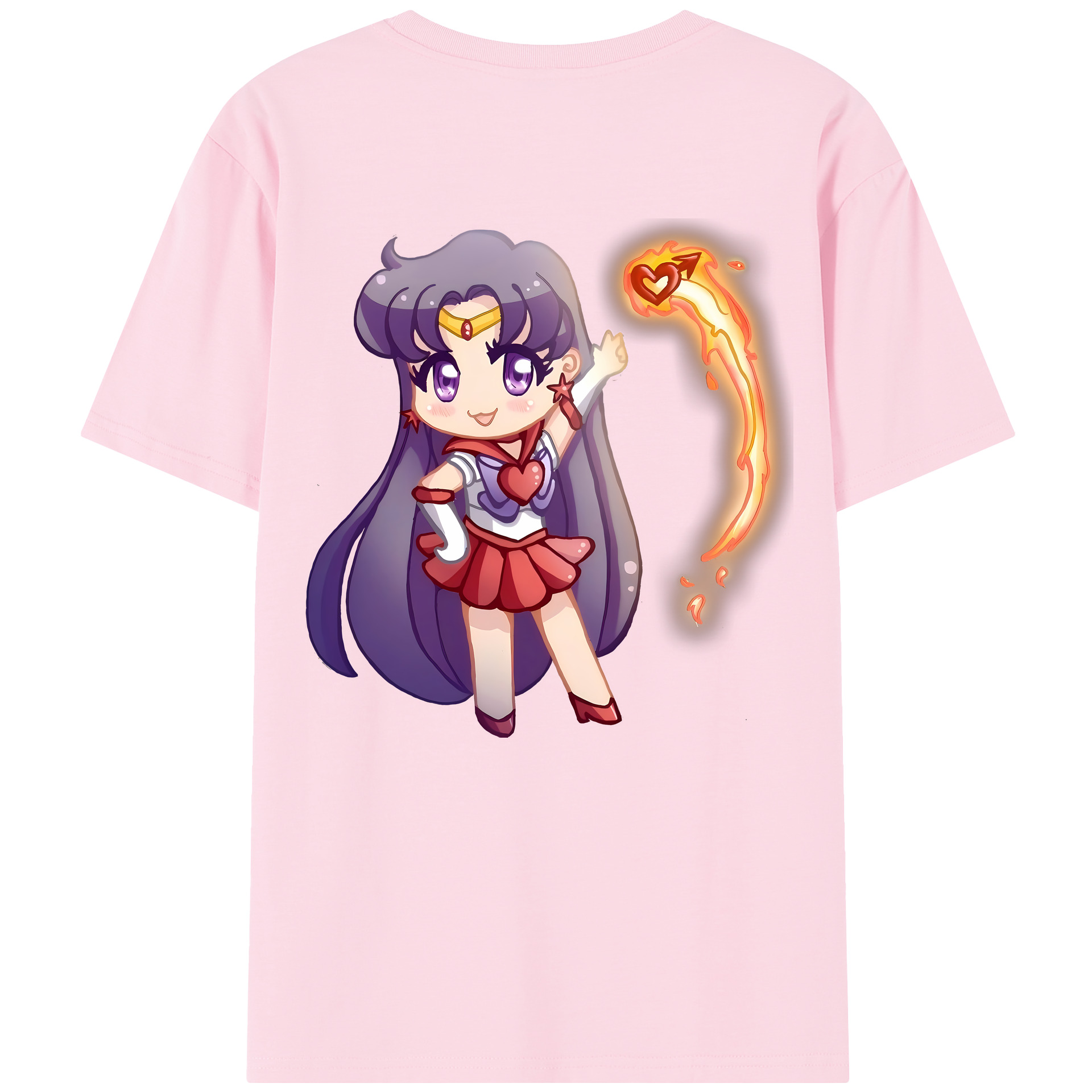 （画像用） 美少女戦士セーラームーン 火野レイ ひの レイ Sailor Moon Hino Rei （セーラーマーズ,Sailor Mars） 綿100％半袖Tシャツ（背面プリント）