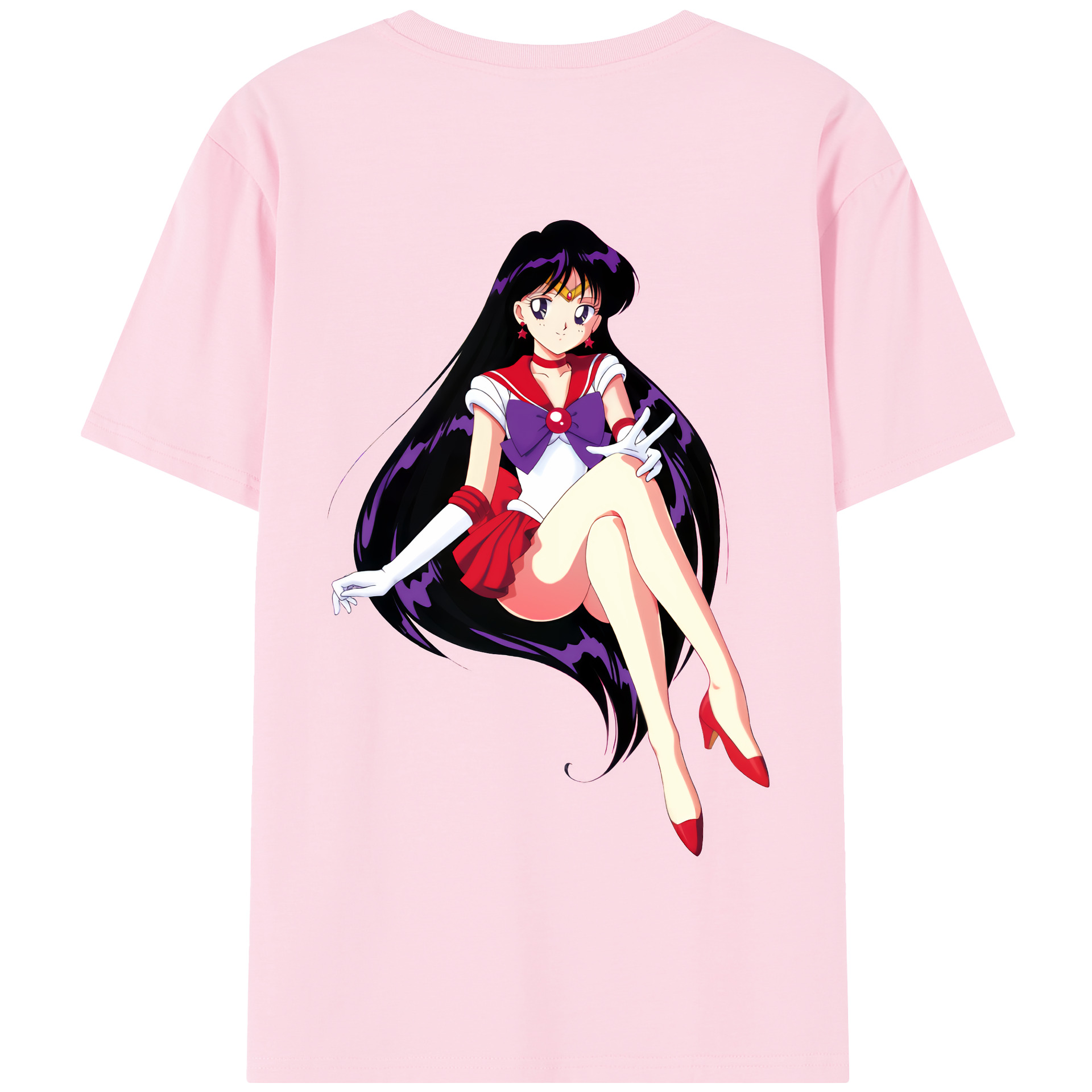 （画像用） 美少女戦士セーラームーン 火野レイ ひの レイ Sailor Moon Hino Rei （セーラーマーズ,Sailor Mars） 綿100％半袖Tシャツ（背面プリント）