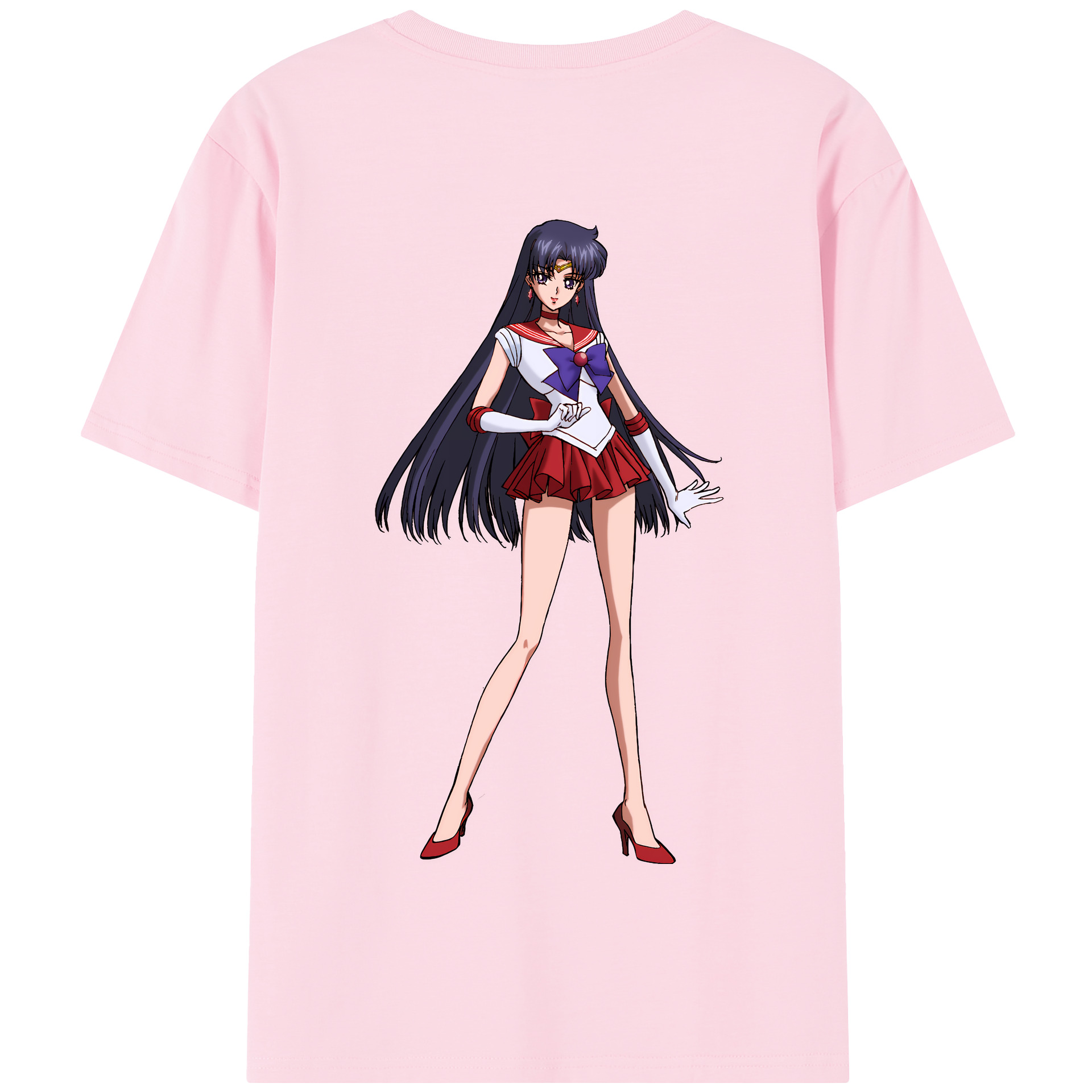 （画像用） 美少女戦士セーラームーン 火野レイ ひの レイ Sailor Moon Hino Rei （セーラーマーズ,Sailor Mars） 綿100％半袖Tシャツ（背面プリント）