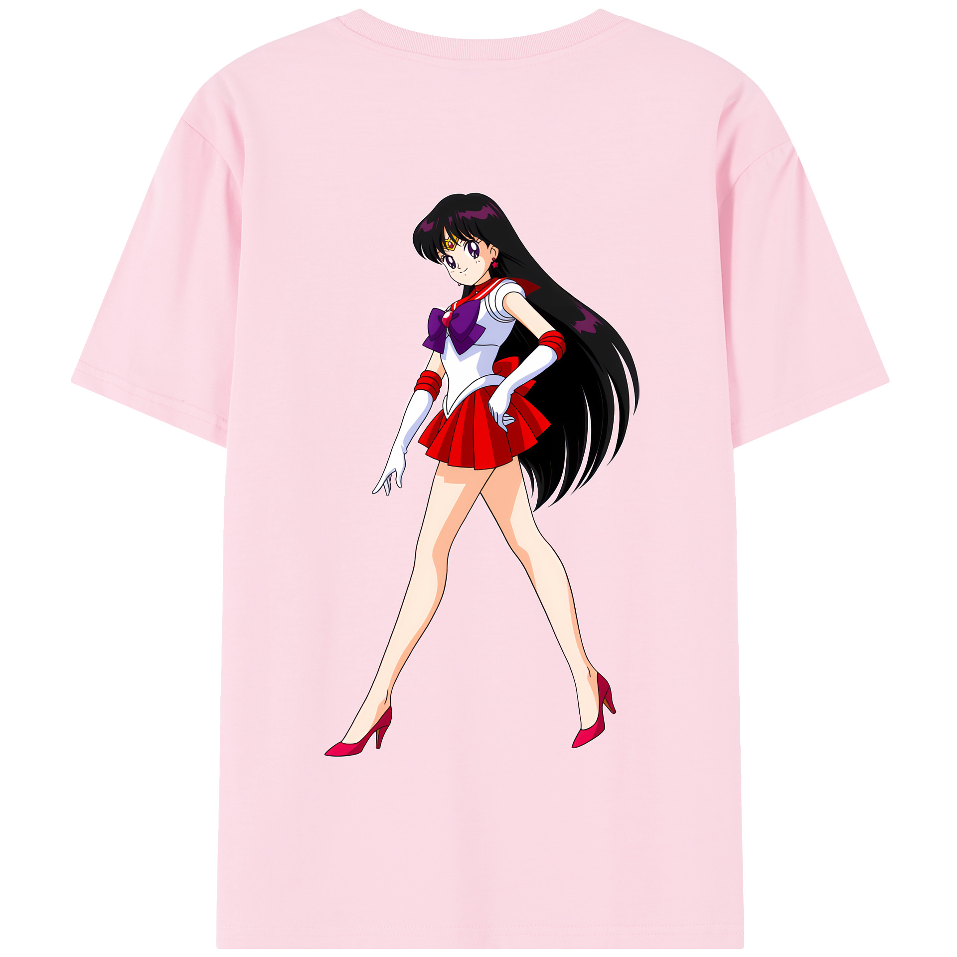 （画像用） 美少女戦士セーラームーン 火野レイ ひの レイ Sailor Moon Hino Rei （セーラーマーズ,Sailor Mars） 綿100％半袖Tシャツ（背面プリント）