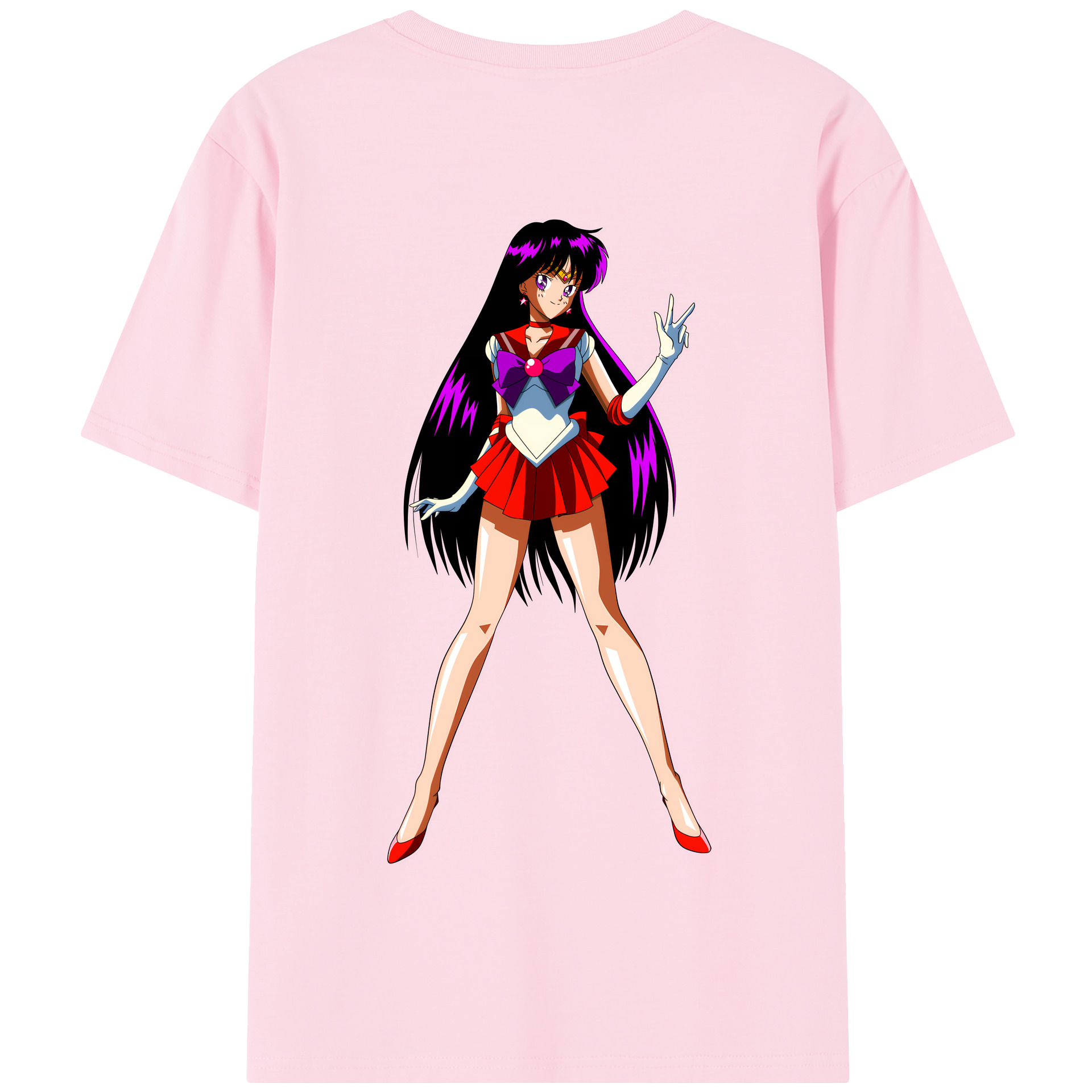 （画像用） 美少女戦士セーラームーン 火野レイ ひの レイ Sailor Moon Hino Rei （セーラーマーズ,Sailor Mars） 綿100％半袖Tシャツ（背面プリント）