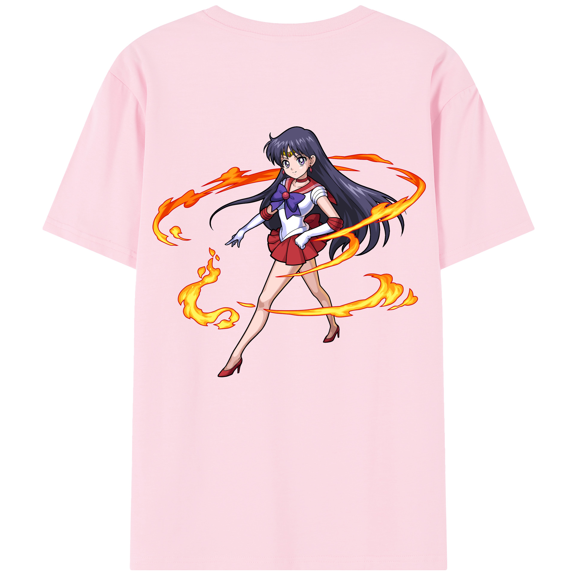 （画像用） 美少女戦士セーラームーン 火野レイ ひの レイ Sailor Moon Hino Rei （セーラーマーズ,Sailor Mars） 綿100％半袖Tシャツ（背面プリント）