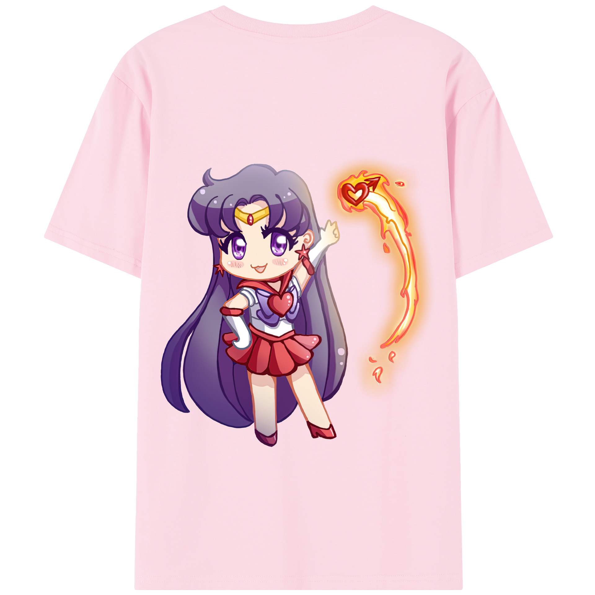 （画像用） 美少女戦士セーラームーン 火野レイ ひの レイ Sailor Moon Hino Rei （セーラーマーズ,Sailor Mars） 綿100％半袖Tシャツ（背面プリント）