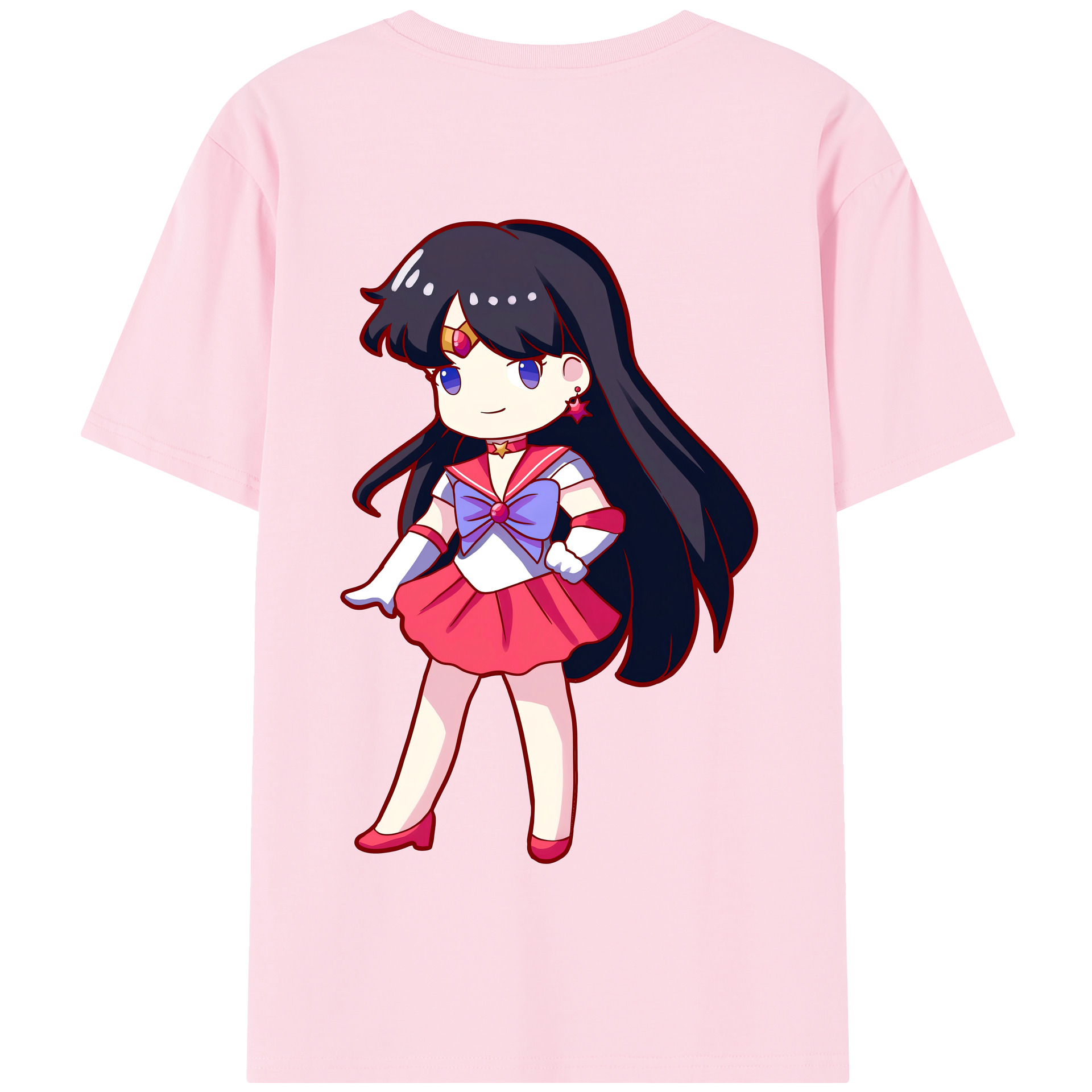 （画像用） 美少女戦士セーラームーン 火野レイ ひの レイ Sailor Moon Hino Rei （セーラーマーズ,Sailor Mars） 綿100％半袖Tシャツ（背面プリント）