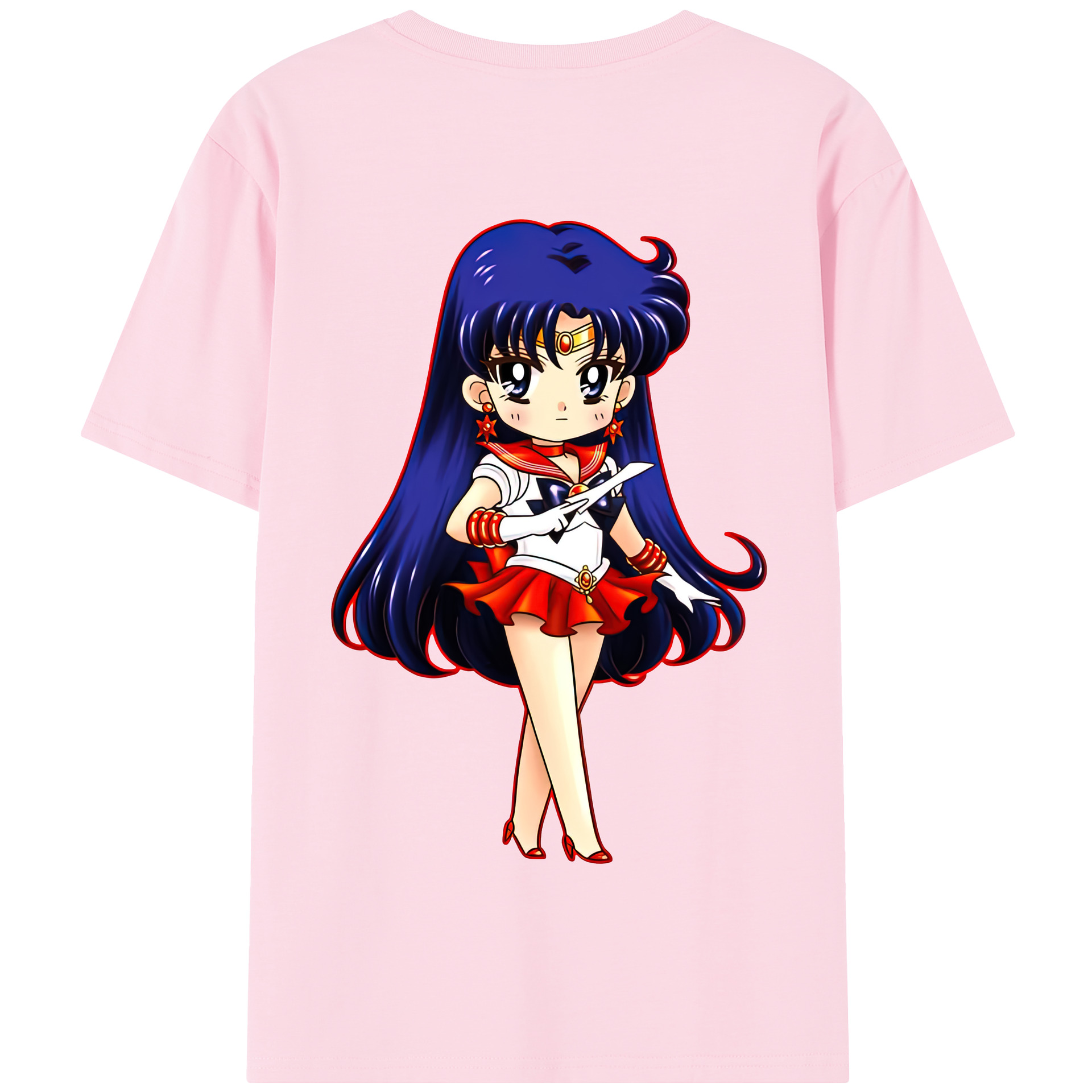 （画像用） 美少女戦士セーラームーン 火野レイ ひの レイ Sailor Moon Hino Rei （セーラーマーズ,Sailor Mars） 綿100％半袖Tシャツ（背面プリント）