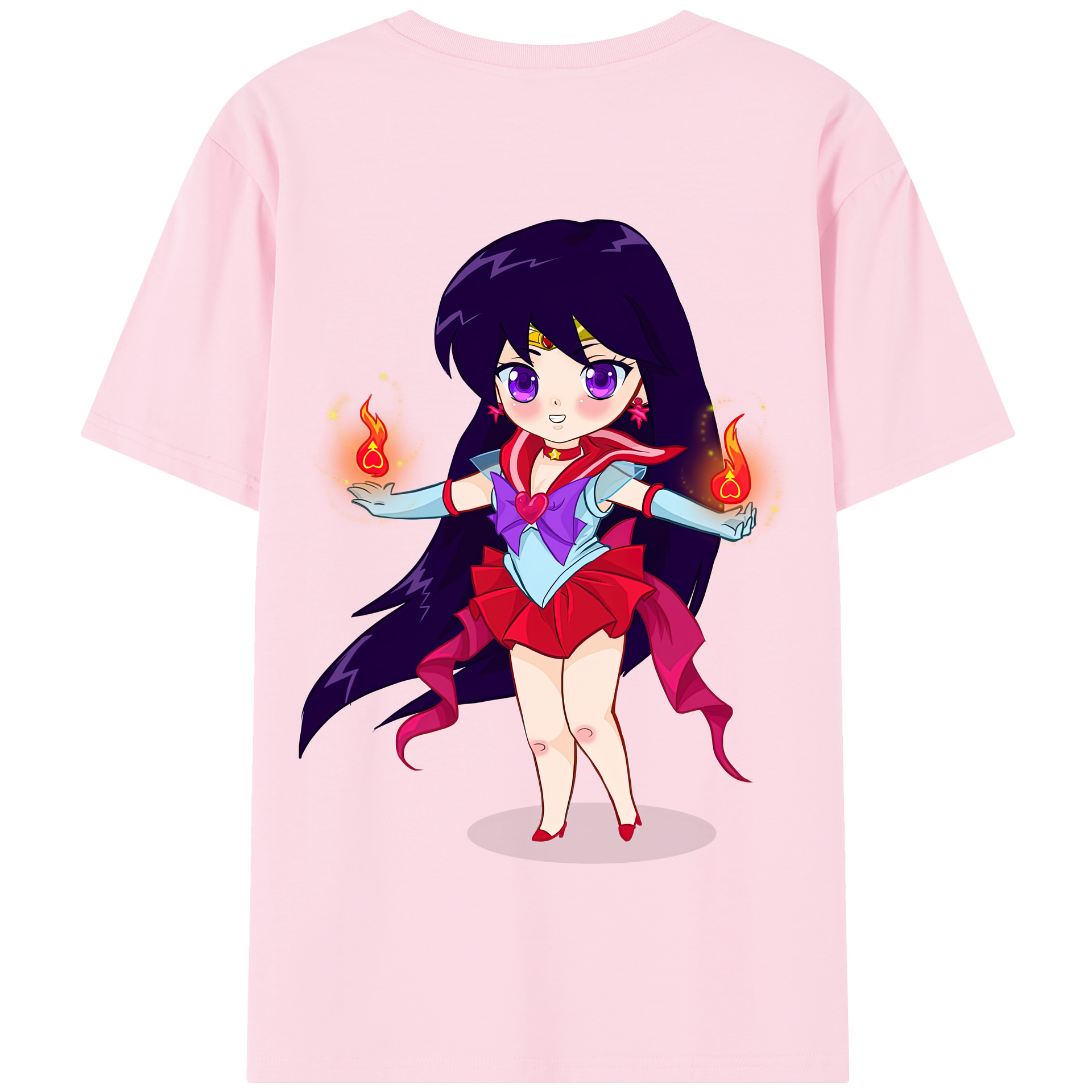 （画像用） 美少女戦士セーラームーン 火野レイ ひの レイ Sailor Moon Hino Rei （セーラーマーズ,Sailor Mars） 綿100％半袖Tシャツ（背面プリント）