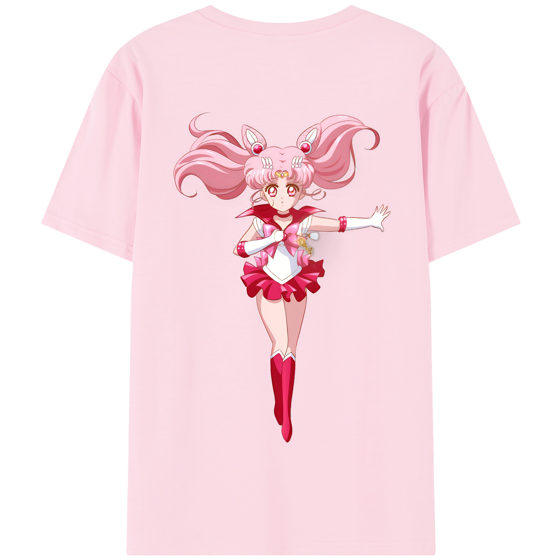 （画像用） 美少女戦士セーラームーン ちびうさ Sailor Moon Chibiusa Tsukino Usagi Small Lady Serenity 綿100％半袖Tシャツ（背面プリント）