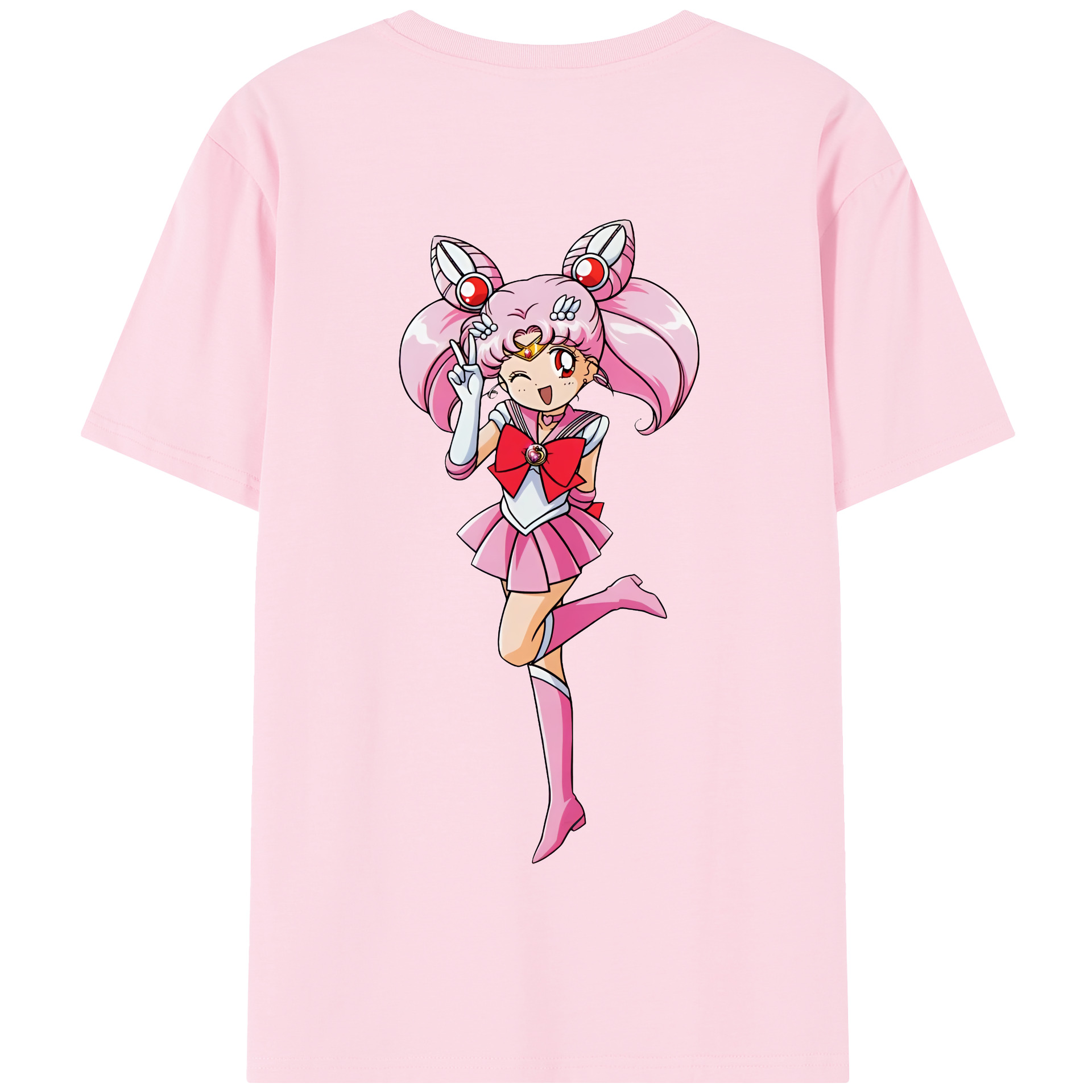（画像用） 美少女戦士セーラームーン ちびうさ Sailor Moon Chibiusa Tsukino Usagi Small Lady Serenity 綿100％半袖Tシャツ（背面プリント）