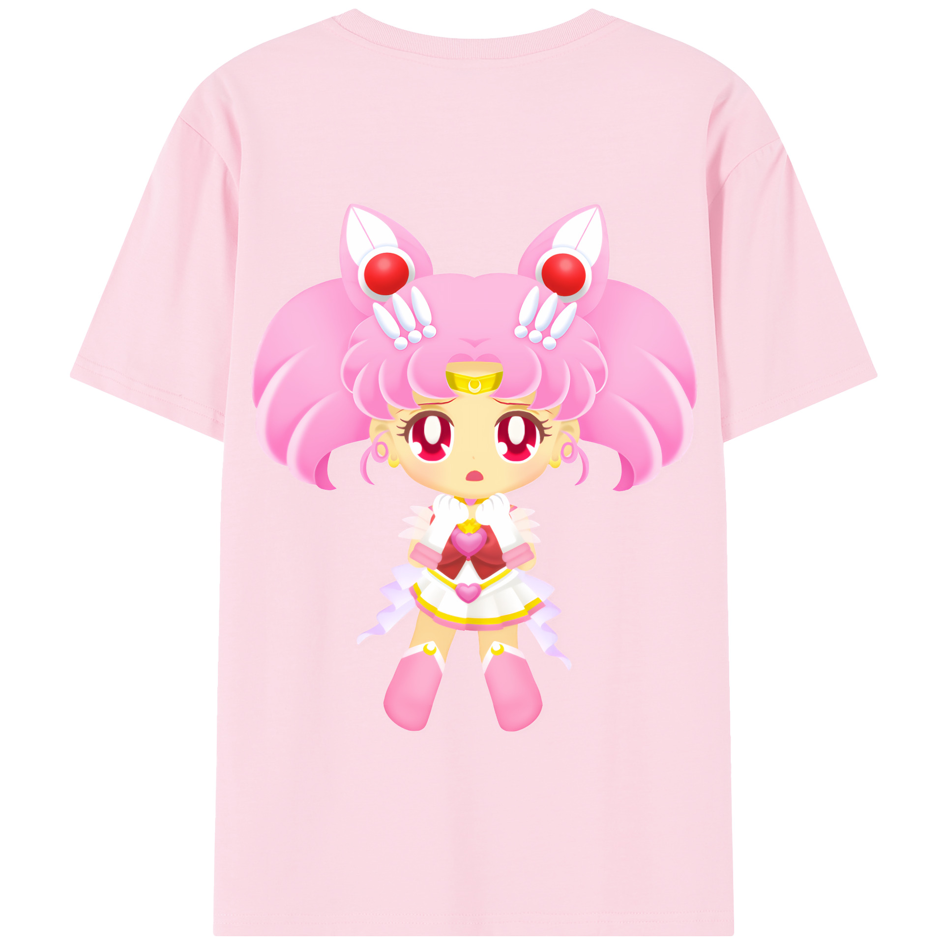 （画像用） 美少女戦士セーラームーン ちびうさ Sailor Moon Chibiusa Tsukino Usagi Small Lady Serenity 綿100％半袖Tシャツ（背面プリント）