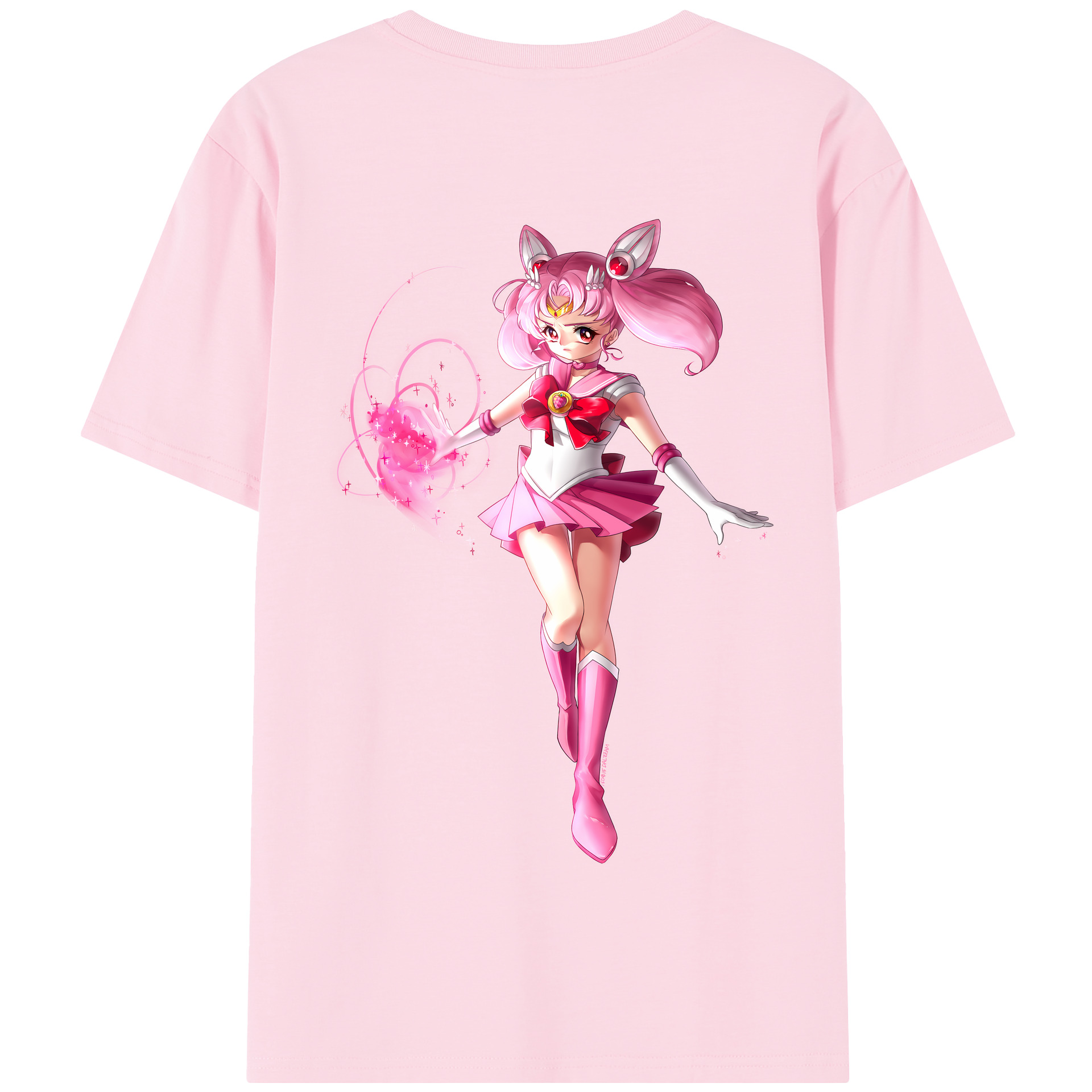 （画像用） 美少女戦士セーラームーン ちびうさ Sailor Moon Chibiusa Tsukino Usagi Small Lady Serenity 綿100％半袖Tシャツ（背面プリント）